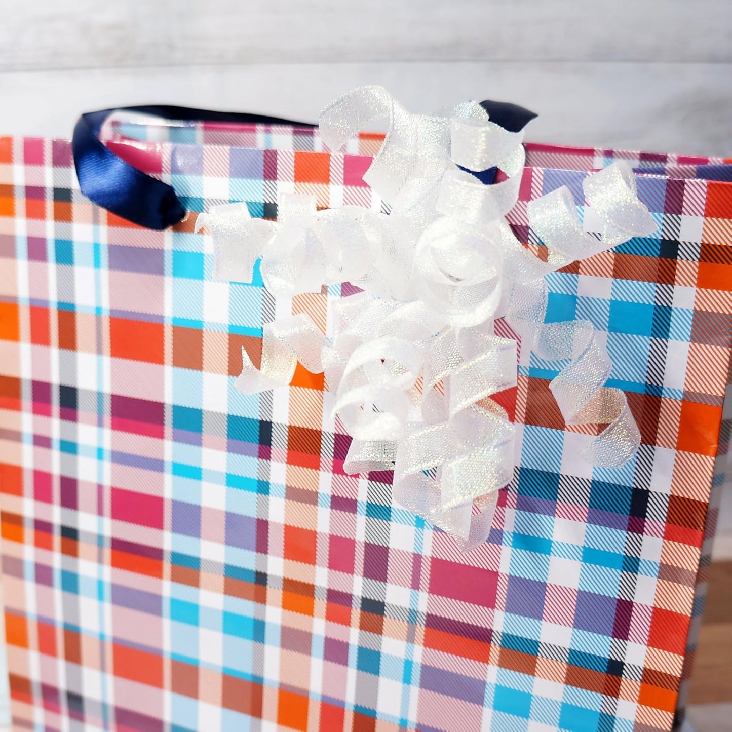 CT CRAFT LLC Iridescent Pearl Metallic Burst Curly Ribbon Bow 4" Wide x 6 Counts Gift Wrapping Pre-Tied Self-Adhesive Tab for Birthday Present Box Wine Bottle Baby Shower Party Christmas Hanukah