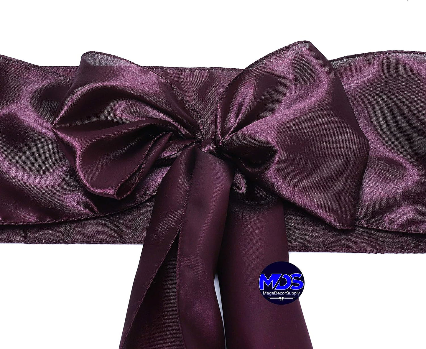 MDS Pack of 75 PCS Satin Chair Sashes Charmeuse Sateen Dining Chair Bows Ribbon Ties Back Sash for Wedding Party Birthday Home Hotel Restaurant Banquet Decoration (7 x 108 Inch, Plum)