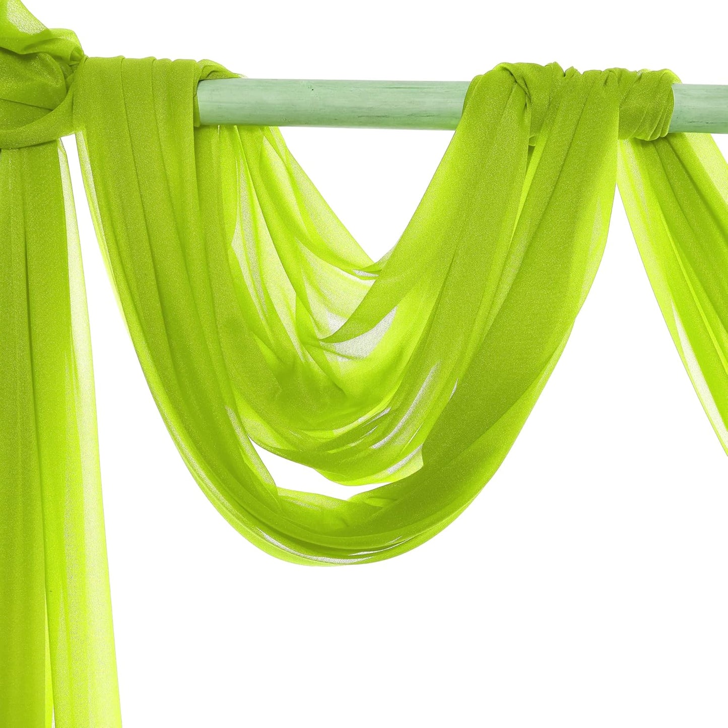 VDS Pack of 2 Panel (30 Inch X 50 Feet) Wedding Arch Draping Fabric Sheer Chiffon Fabric Drapery for Wedding Ceremony Reception Swag Backdrop Canopy Chuppah ARBO Altars Decoration (Parrot Green)