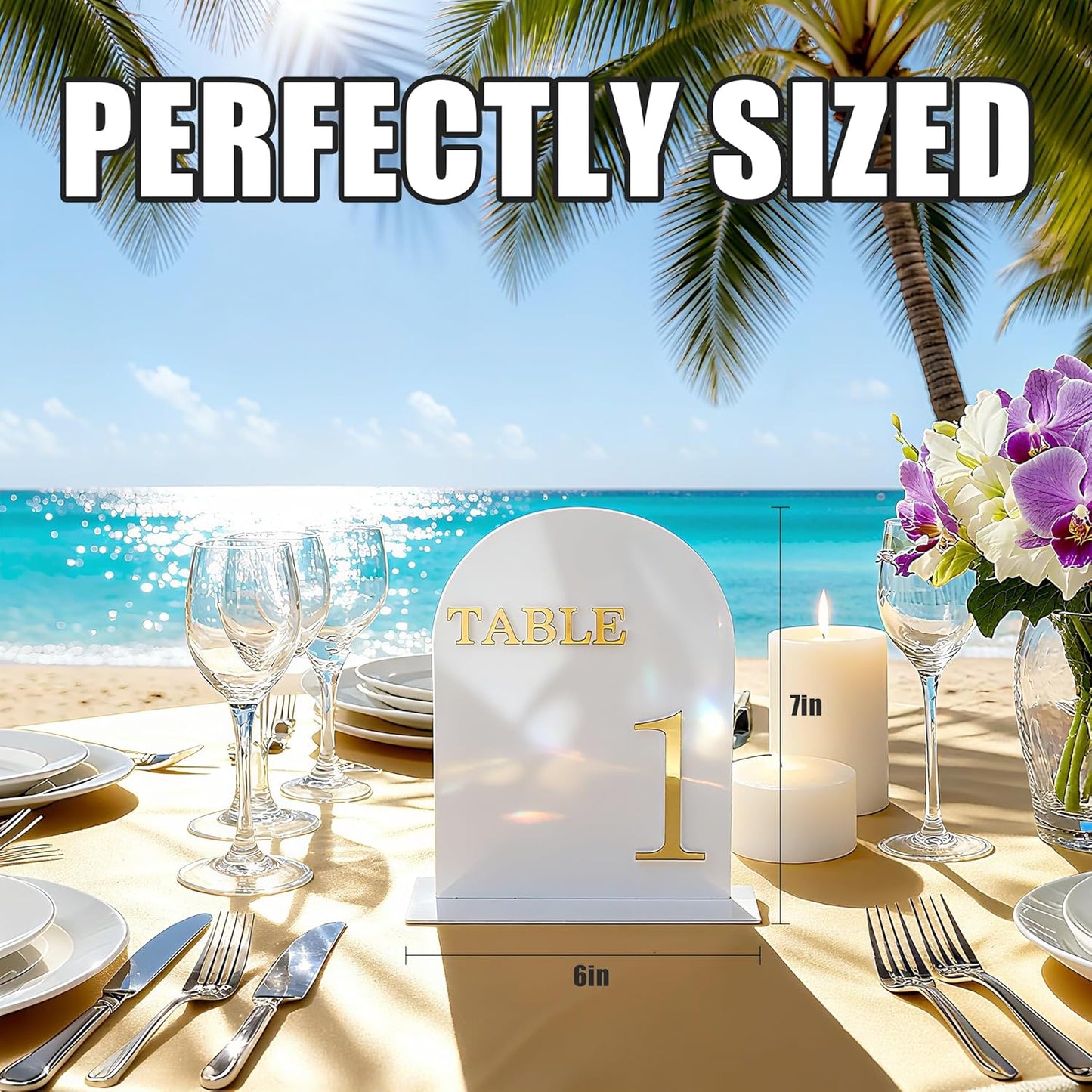 Arch Wedding Table Numbers 1-10 with Stands, 5" X 7" Double Sided Acrylic Wedding Sign Holders, Durable Non-Fading Table Number for Wedding Reception, Events, and Centerpieces