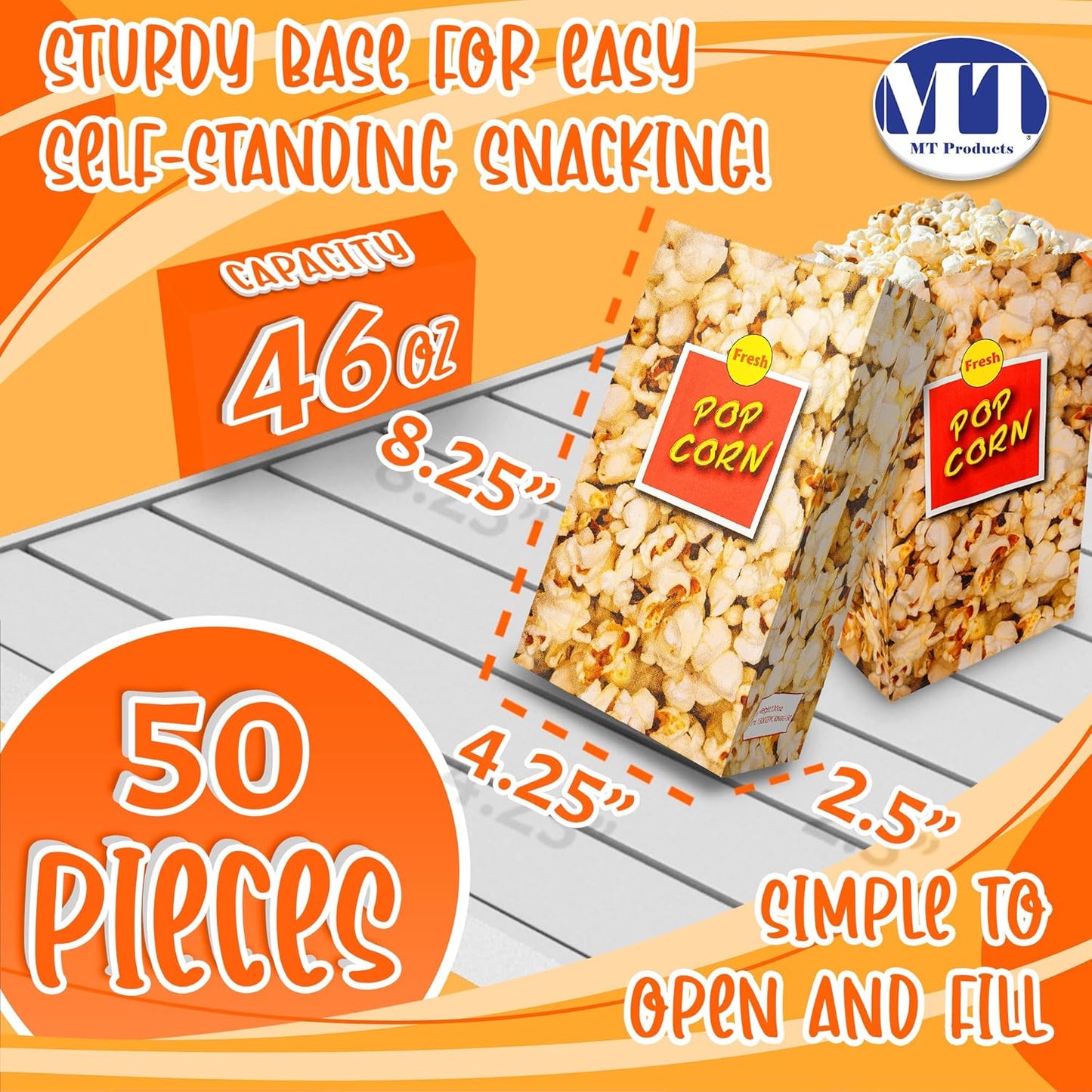 MT Products Small Popcorn Bags 1.5 oz. - Popcorn Holders for Party - Pack of 50