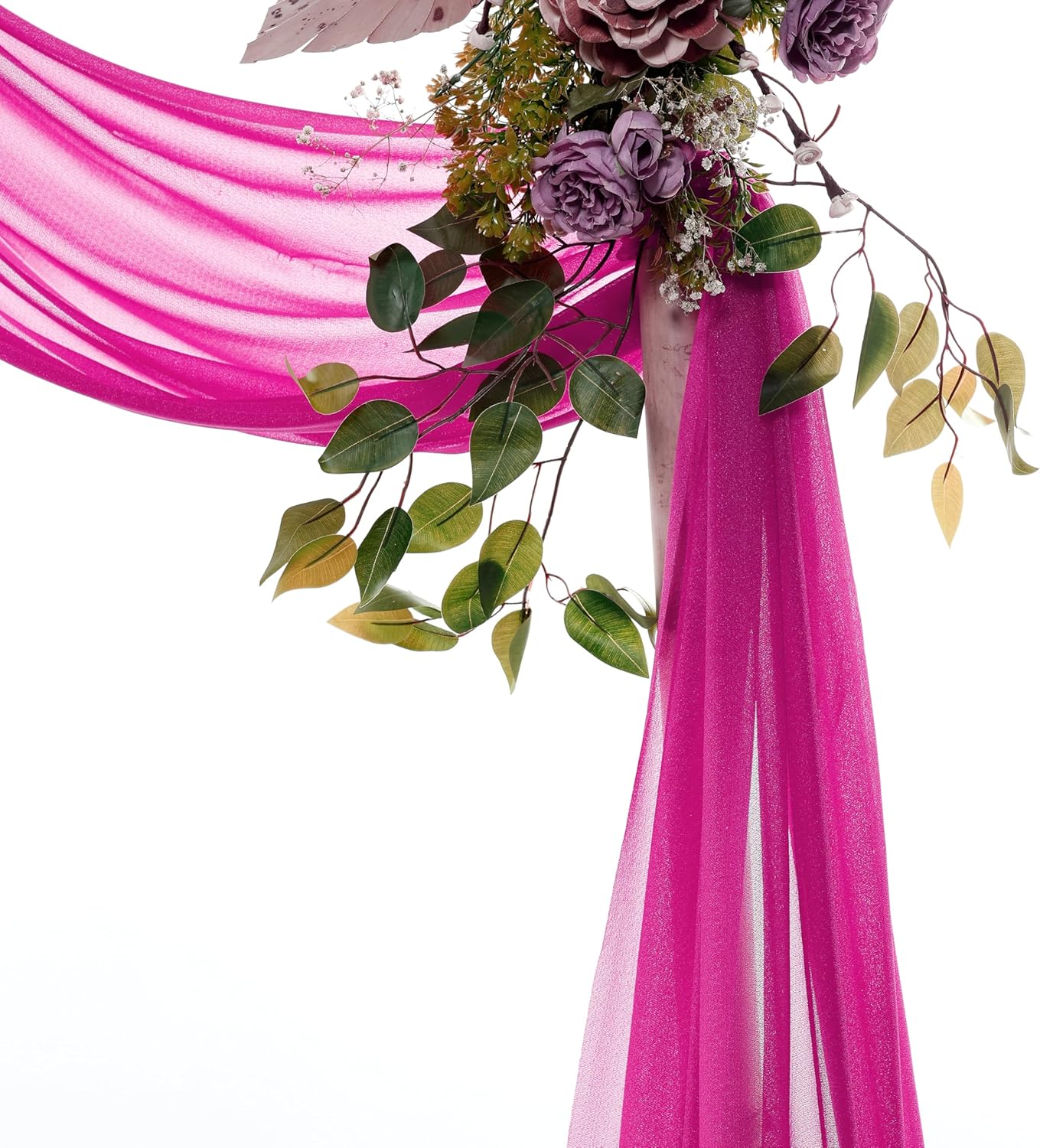 VDS Pack of 1 Panel (30 Inch X 100 Feet) Wedding Arch Draping Fabric Sheer Chiffon Fabric Drapery for Wedding Ceremony Reception Swag Backdrop Canopy Chuppah ARBO Altars Decoration (Magenta)