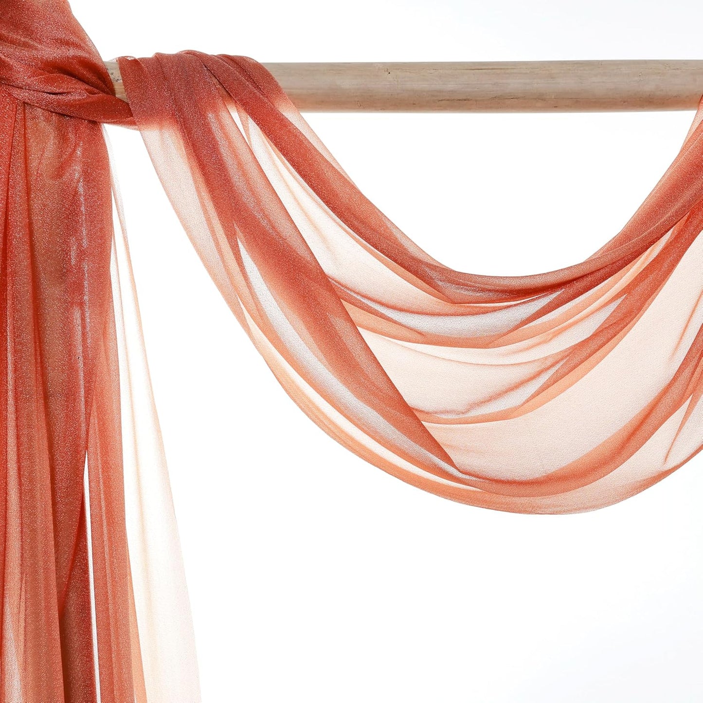 VDS Pack of 4 Panel (30 Inch X 20 Feet) Wedding Arch Draping Fabric Sheer Chiffon Fabric Drapery for Wedding Ceremony Reception Swag Backdrop Canopy Chuppah ARBO Altars Decoration (Terracotta)