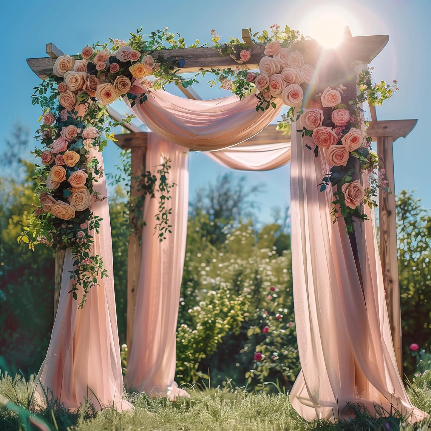 Wedding Arch Draping Fabric 4 Panels 28.7" x 20FT Dusty Rose Sheer Chiffon Backdrop Drapes for Wedding Ceremony Birthday Party Bridal Shower Outdoor Decoration