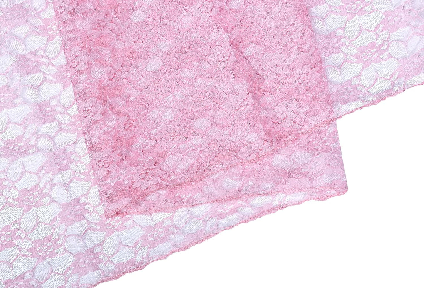 MDS Pack of 10 Wedding 12 x 108 inches Lace Table Runner for Wedding, Decorations for Birthday Parties, Banquets, Graduations, Engagements, and Runners fit Rectangle, Round Table- Blush Pink