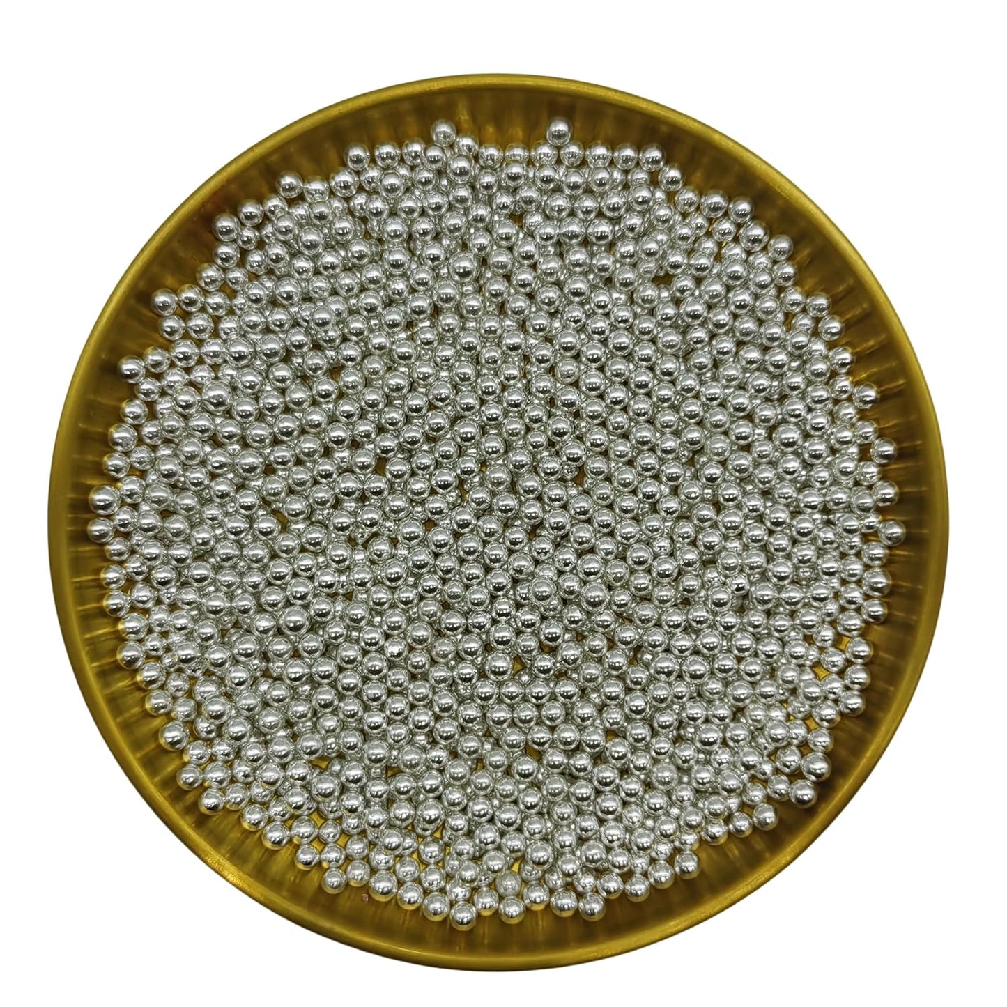 Edible Silver Pearl Sugar Sprinkles Candy 4mm Mini Pearls Cake Decorations Cupcake Toppers Cookie Decorating Perfect for Wedding Party Valentine Halloween Christmas Supplies 3OZ