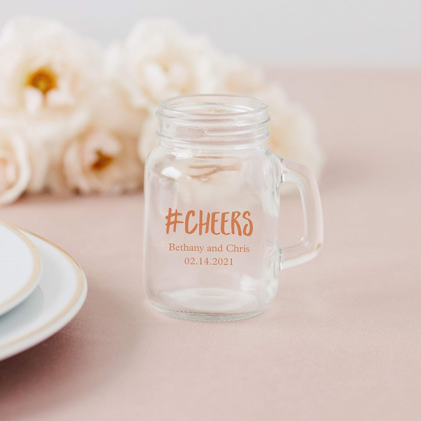 WEDDINGSTAR Personalized 4oz Mini Mason Jar Shot Glass Customizable Full Color Print - 156 pack