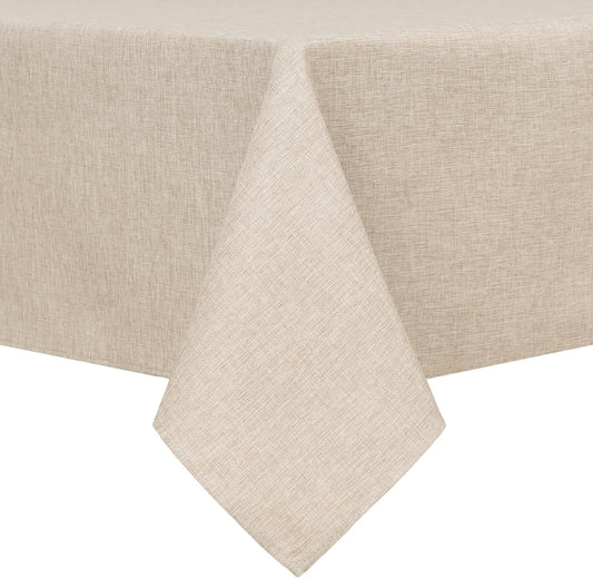 Hiasan Faux Linen Rectangle Tablecloth - Wrinkle and Stain Resistant Washable Table Cloth for Kitchen Dining Room Holiday Table Cover for Party Dinner, Beige, 54 x 108 Inch