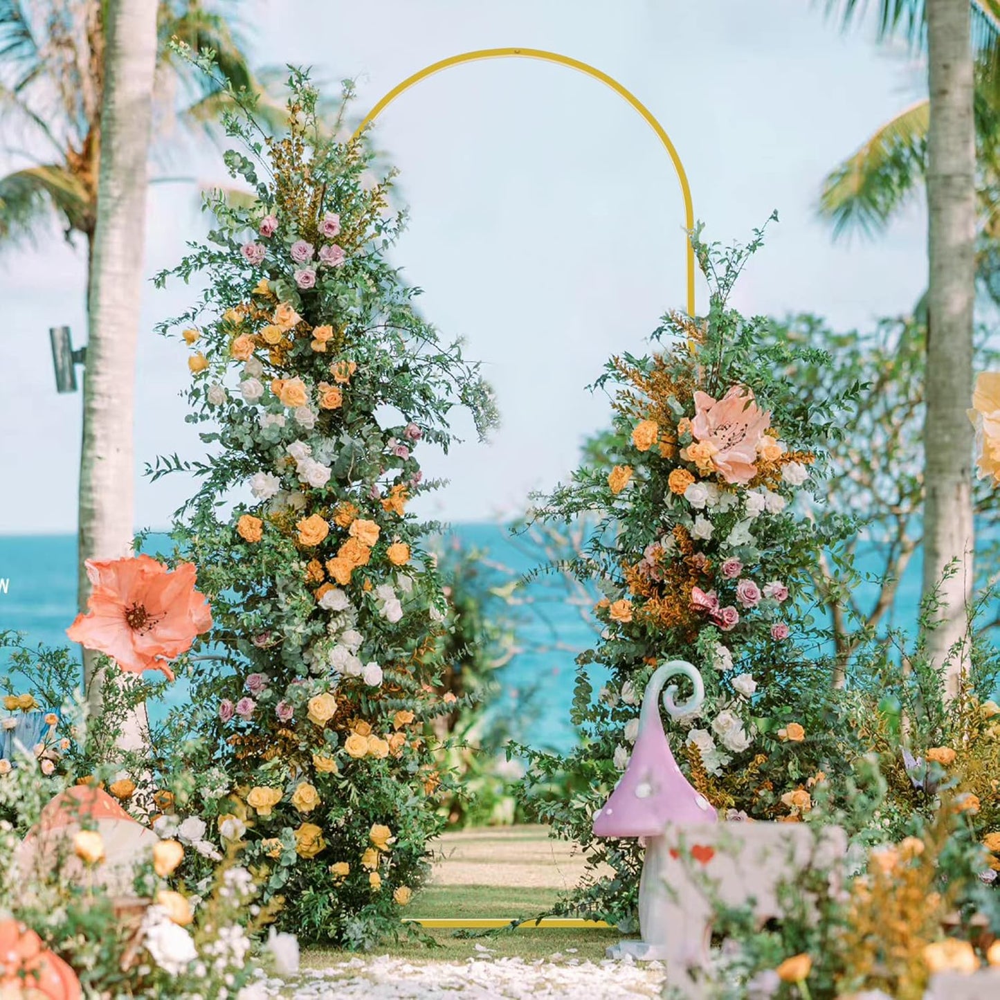 Wokceer 6 FT Wedding Arch Backdrop Stand and Arch Cover Metal Arch Stand with Arch Stand Cover for Birthday Party Wedding Ceremony Bridal Baby Shower Event Decor