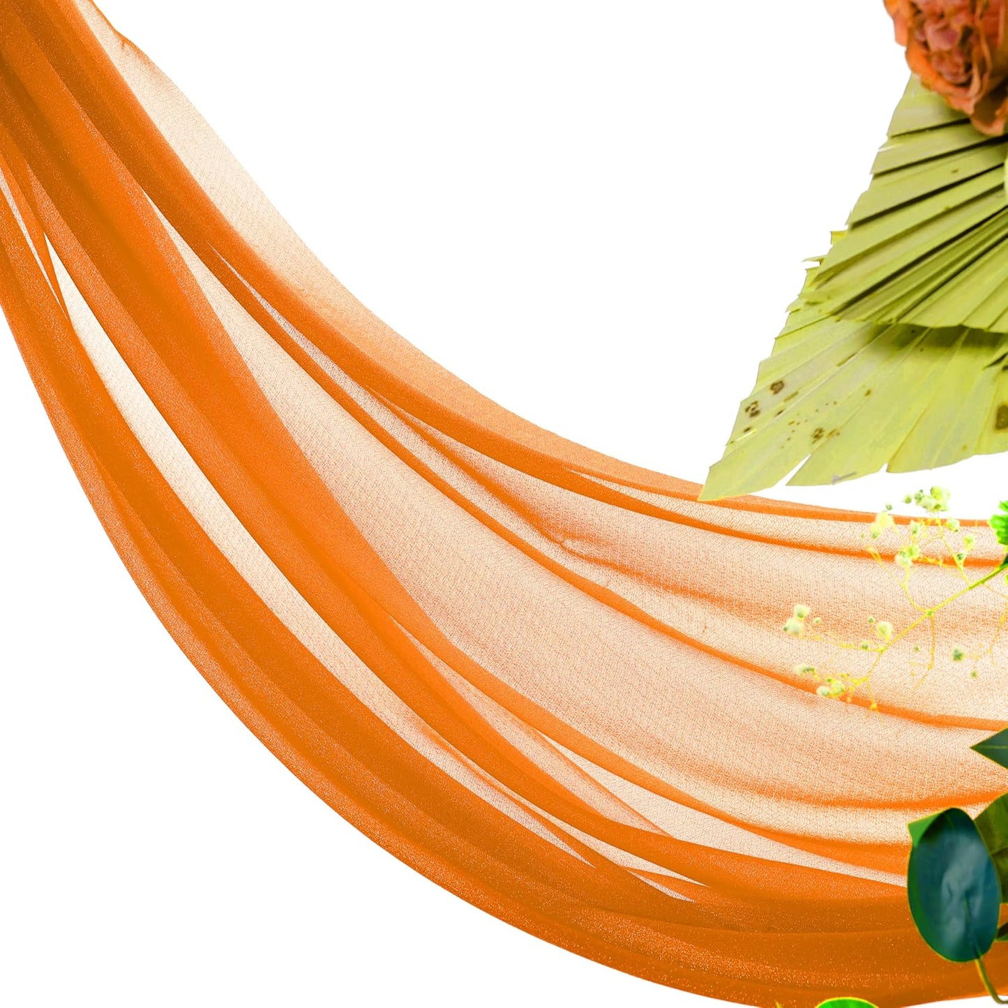VDS Pack of 2 Panel (30 Inch X 30 Feet) Wedding Arch Draping Fabric Sheer Chiffon Fabric Drapery for Wedding Ceremony Reception Swag Backdrop Canopy Chuppah ARBO Altars Decoration (Orange)