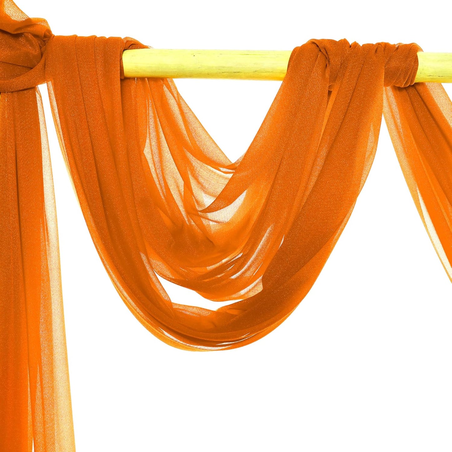VDS Pack of 2 Panel (30 Inch X 30 Feet) Wedding Arch Draping Fabric Sheer Chiffon Fabric Drapery for Wedding Ceremony Reception Swag Backdrop Canopy Chuppah ARBO Altars Decoration (Orange)