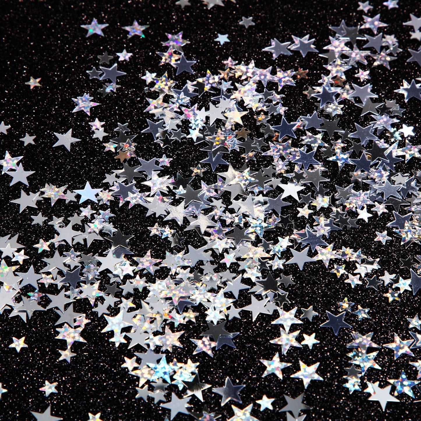 Hestya 60g Star Confetti Glitter Table Confetti Metallic Foil Stars for Party Wedding Festival Decorations(Silver Set,10mm and 6mm)