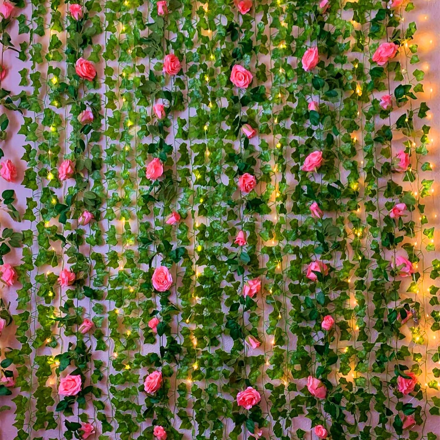 UKELER 2 Pack Artificial Floral Garland Total 14FT Rose Flower Vines Hanging Flower Plants for Home Garden Party Outdoor Ceremony Wedding Arch Floral Decor, Light Purple