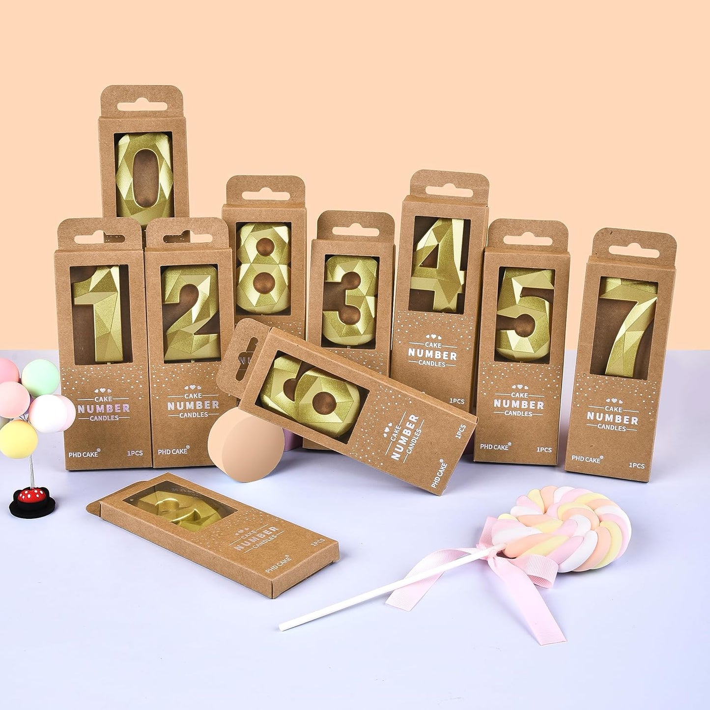 PHD CAKE 2.76 Inch Crystal Gold 1 Number Birthday Candles, Gold Number Candles, Cake Number Candles, Party Celebration