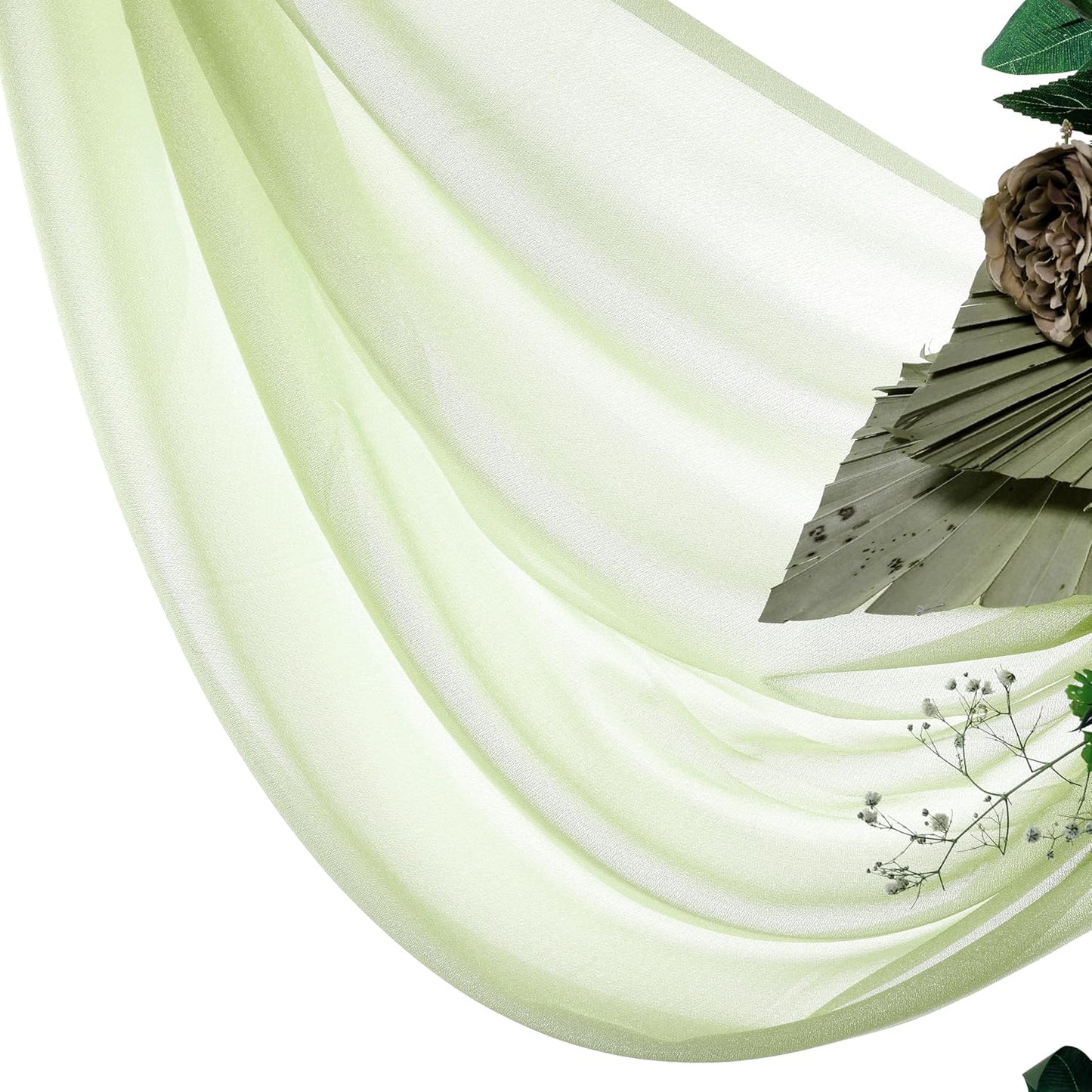 VDS Pack of 1 Panel (30 Inch X 40 Feet) Wedding Arch Draping Fabric Sheer Chiffon Fabric Drapery for Wedding Ceremony Reception Swag Backdrop Canopy Chuppah ARBO Altars Decoration (Sage Green)