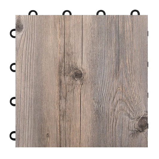 IncStores 3/8" Thick Snap Together Dance Flooring | 12"x12" Printed Vinyl Dance Floor for Practice & Performance | Barnwood | 20 Tile Pack