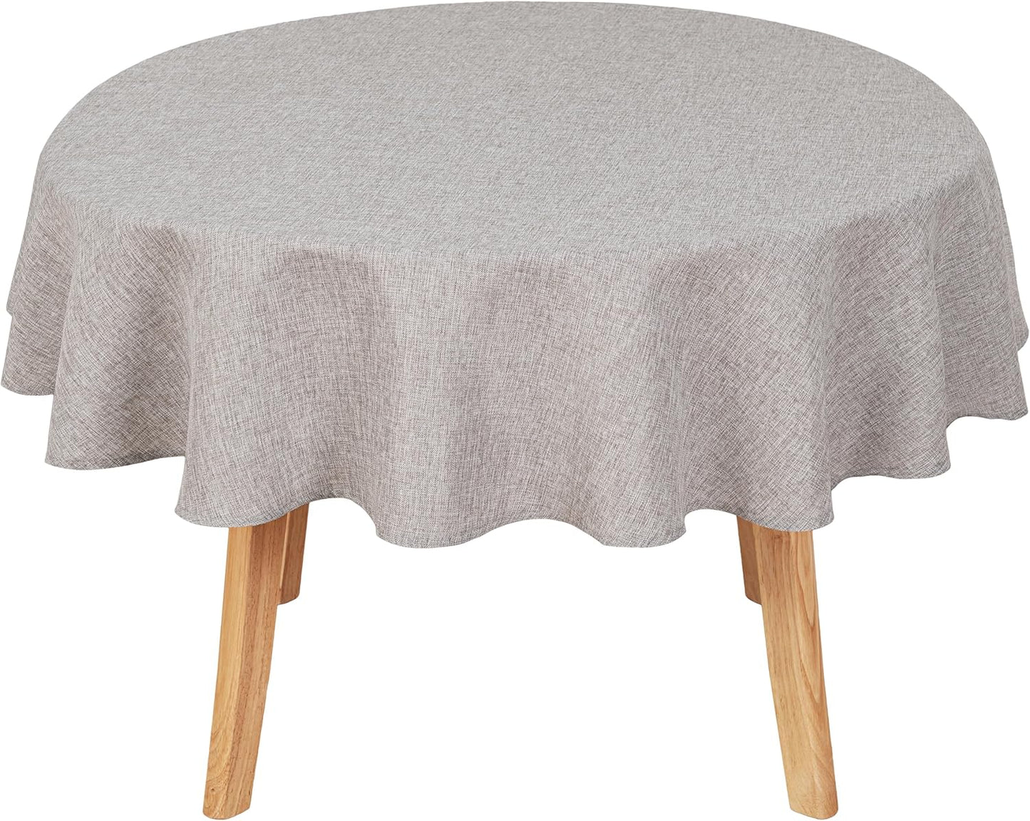 Hiasan Round Linen Tablecloth 80 Inch - Wrinkle and Stain Resistant Washable Polyester Fabric Table Cloth for Dining Room Kitchen Party, Stone