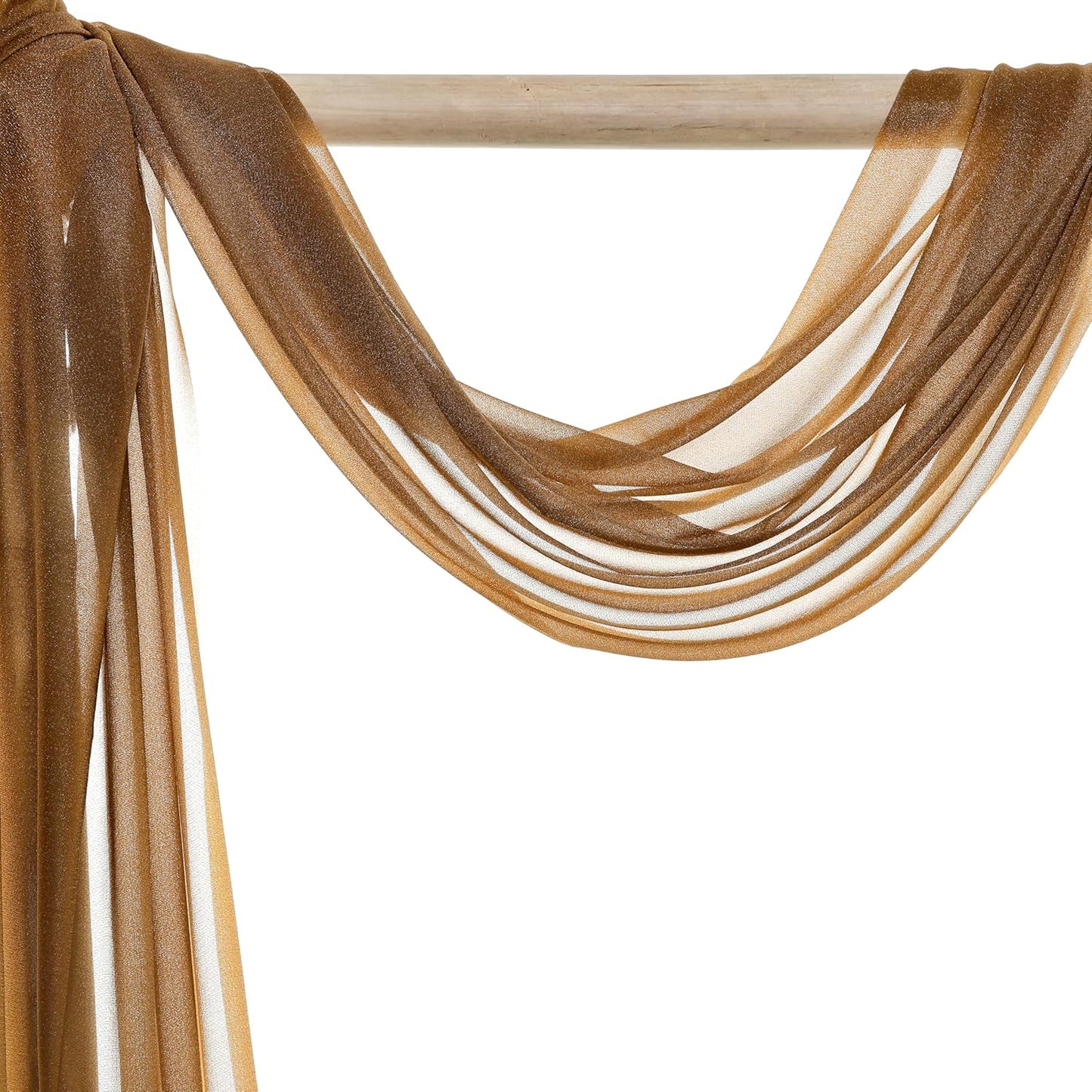 VDS Pack of 4 Panel (30 Inch X 20 Feet) Wedding Arch Draping Fabric Sheer Chiffon Fabric Drapery for Wedding Ceremony Reception Swag Backdrop Canopy Chuppah ARBO Altars Decoration (Mocha)