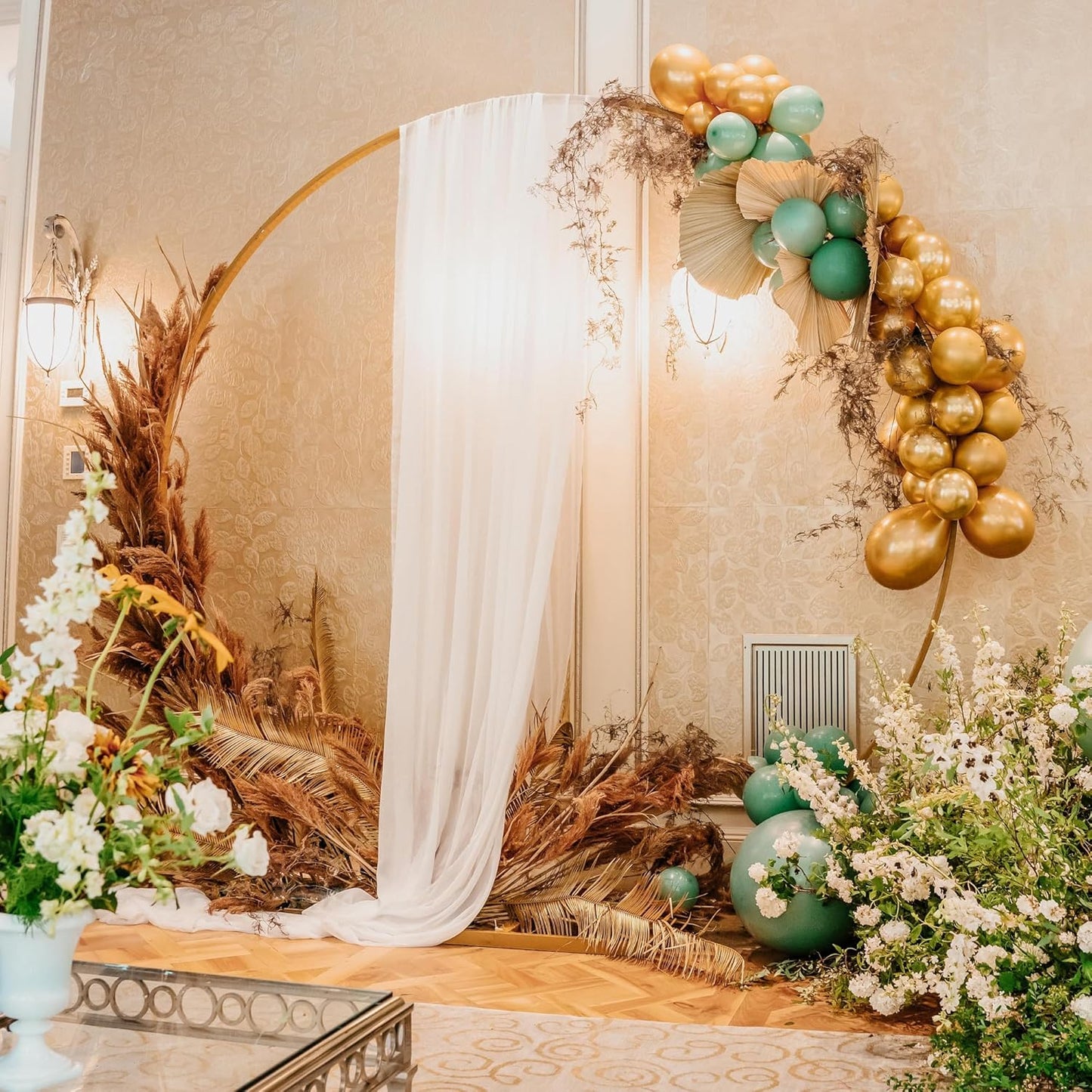 Wokceer Wedding Arch Draping Fabric 3 Panels 28.7" x 20FT White Drapes Sheer Fabric Backdrop Arch Draping Fabrics for Wedding Ceremony Birthday Party Bridal Shower Decoration