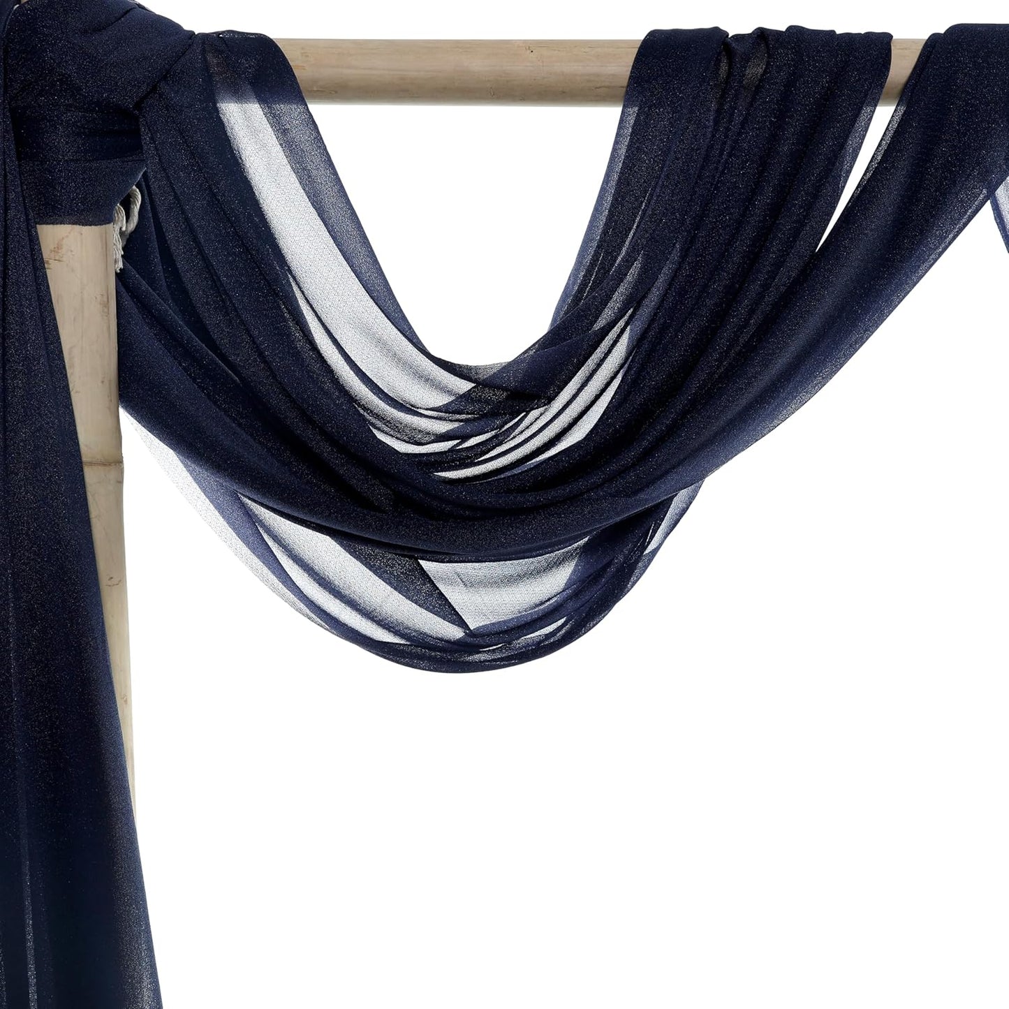 VDS Pack of 3 Panel (30 Inch X 20 Feet) Wedding Arch Draping Fabric Sheer Chiffon Fabric Drapery for Wedding Ceremony Reception Swag Backdrop Canopy Chuppah ARBO Altars Decoration (Navy Blue)