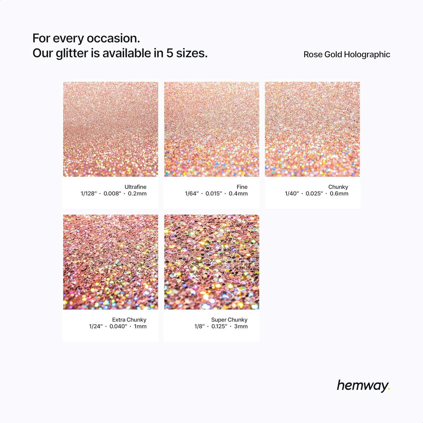 Hemway Eco Friendly Biodegradable Glitter 100g / 3.5oz Bio Cosmetic Safe Sparkle Vegan for Face, Eyeshadow, Body, Hair, Nail and Festival Makeup - Fine (1/64" 0.015" 0.4mm) - Rose Gold Holographic