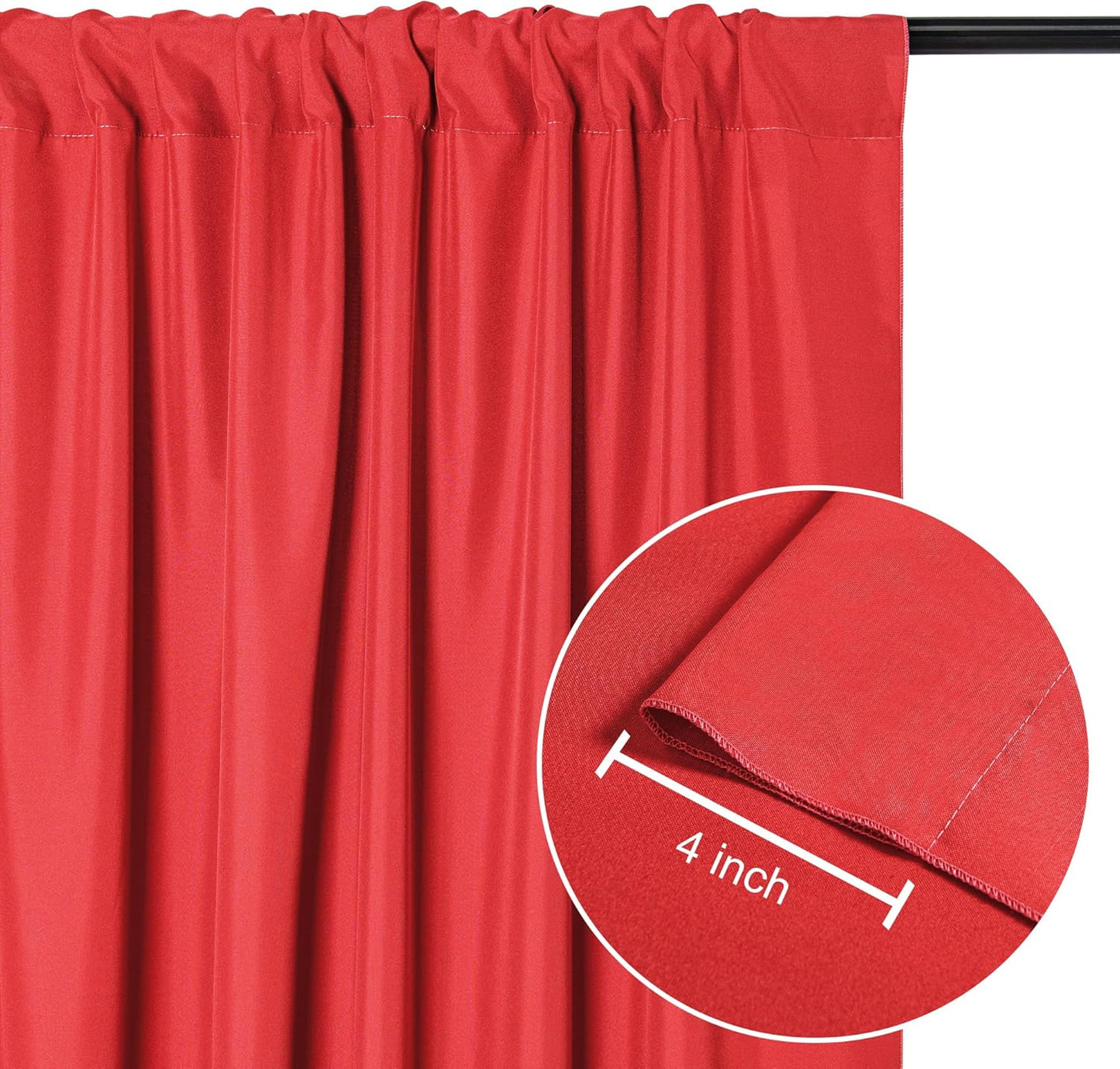DWCN 10x7 FT Red Backdrop Curtains for Parties, Photography Backdrop Drapes with Rod Pockets for Wedding Decorations Stage Birthday Family Gatherings, 2 Panels 5ft x 7ft