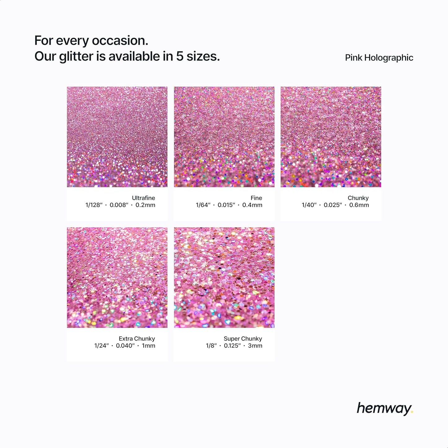 Hemway Eco Friendly Biodegradable Glitter 100g / 3.5oz Bio Cosmetic Safe Sparkle Vegan for Face, Eyeshadow, Body, Hair, Nail and Festival Makeup - Extra Chunky (1/24" 0.040" 1mm) - Pink Holographic