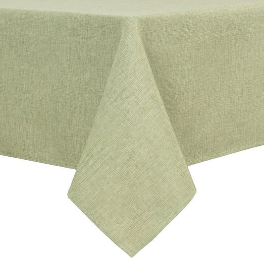Hiasan Faux Linen Square Tablecloth - Wrinkle and Stain Resistant Washable Table Cloth for Kitchen Dining Room Holiday Table Cover for Dinner, Green, 60 x 60 Inch