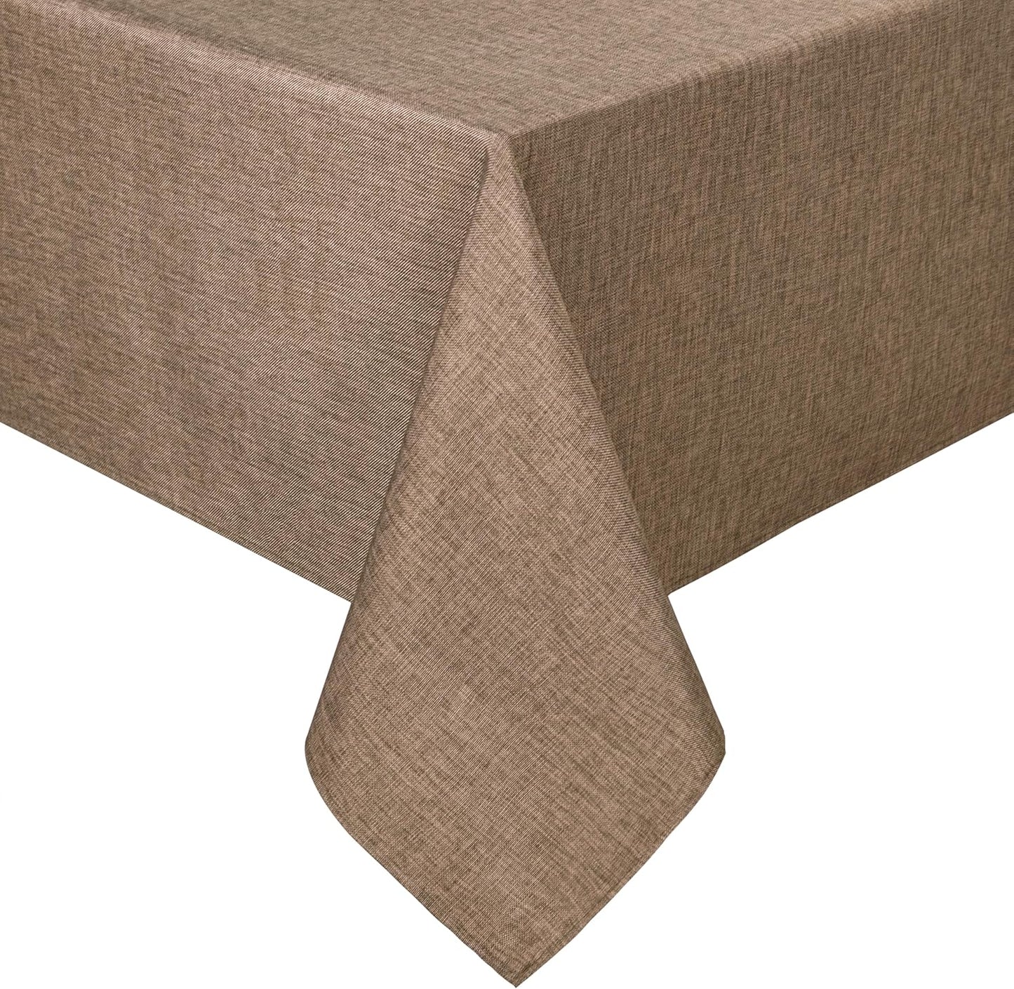 Hiasan Faux Linen Rectangle Tablecloth - Wrinkle and Stain Resistant Washable Table Cloth for Kitchen Dining Room Holiday Table Cover for Party Dinner, Khaki, 54 x 120 Inch