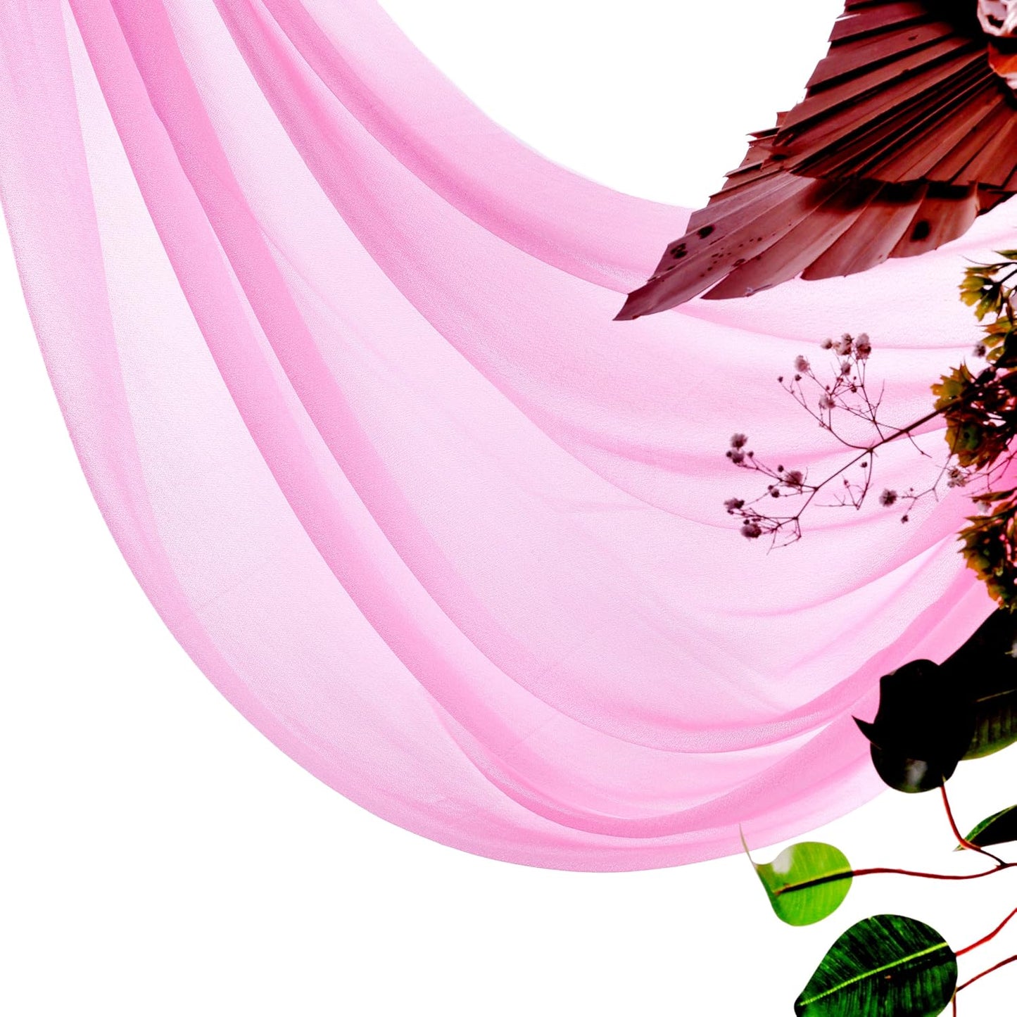 VDS Pack of 1 Panel (30 Inch X 100 Feet) Wedding Arch Draping Fabric Sheer Chiffon Fabric Drapery for Wedding Ceremony Reception Swag Backdrop Canopy Chuppah ARBO Altars Decoration (Bubblegum)