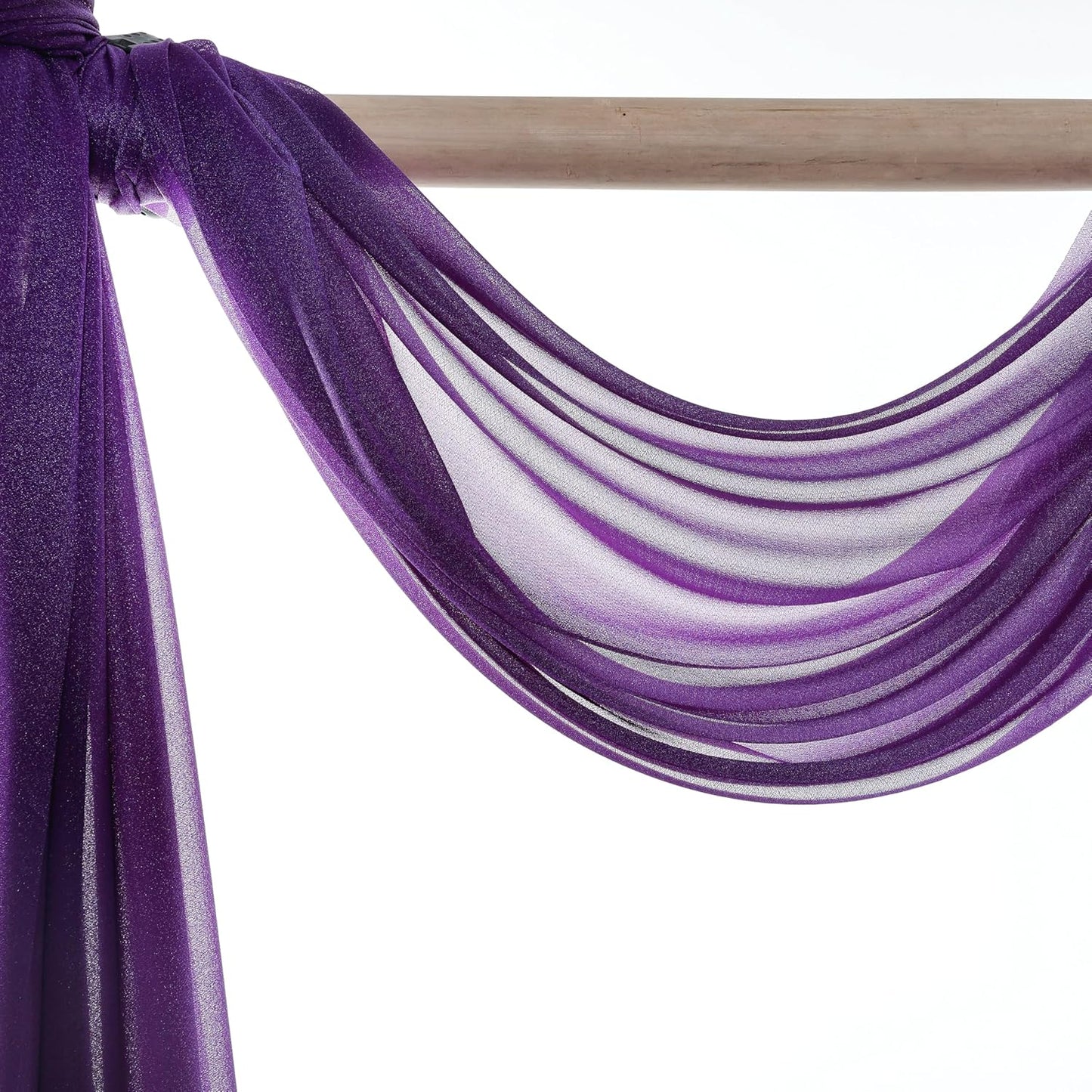 VDS Pack of 4 Panel (30 Inch X 20 Feet) Wedding Arch Draping Fabric Sheer Chiffon Fabric Drapery for Wedding Ceremony Reception Swag Backdrop Canopy Chuppah ARBO Altars Decoration (Purple)