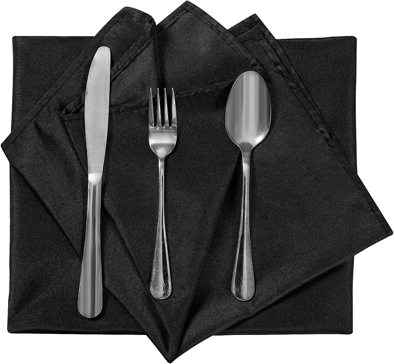 Cloth Napkins 20x20 inch Washable Polyester Dinner Napkins Soft Table Napkins for Wedding Party Dining Banquet(Black,50PCS)
