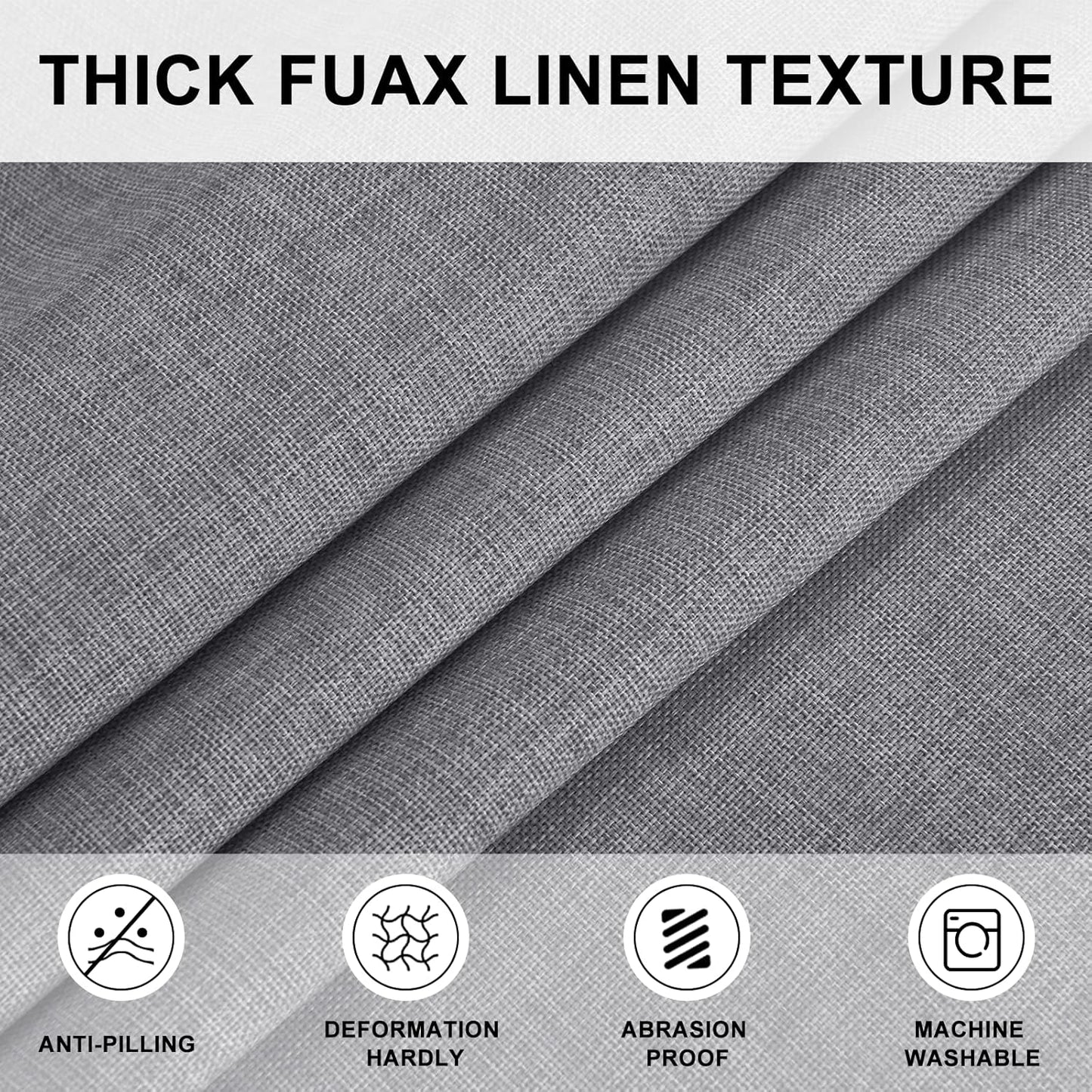 Hiasan Round Linen Tablecloth 40 Inch - Wrinkle and Stain Resistant Washable Polyester Fabric Table Cloth for Dining Room Kitchen Party, Grey
