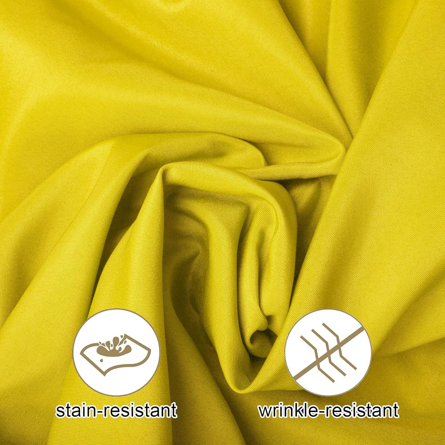 Ascoza 2pack 90x132 Inch Yellow Rectangular Tablecloth 8 Feet Table Cloth in Polyester Fabric for Wedding/Banquet/Restaurant/Parties