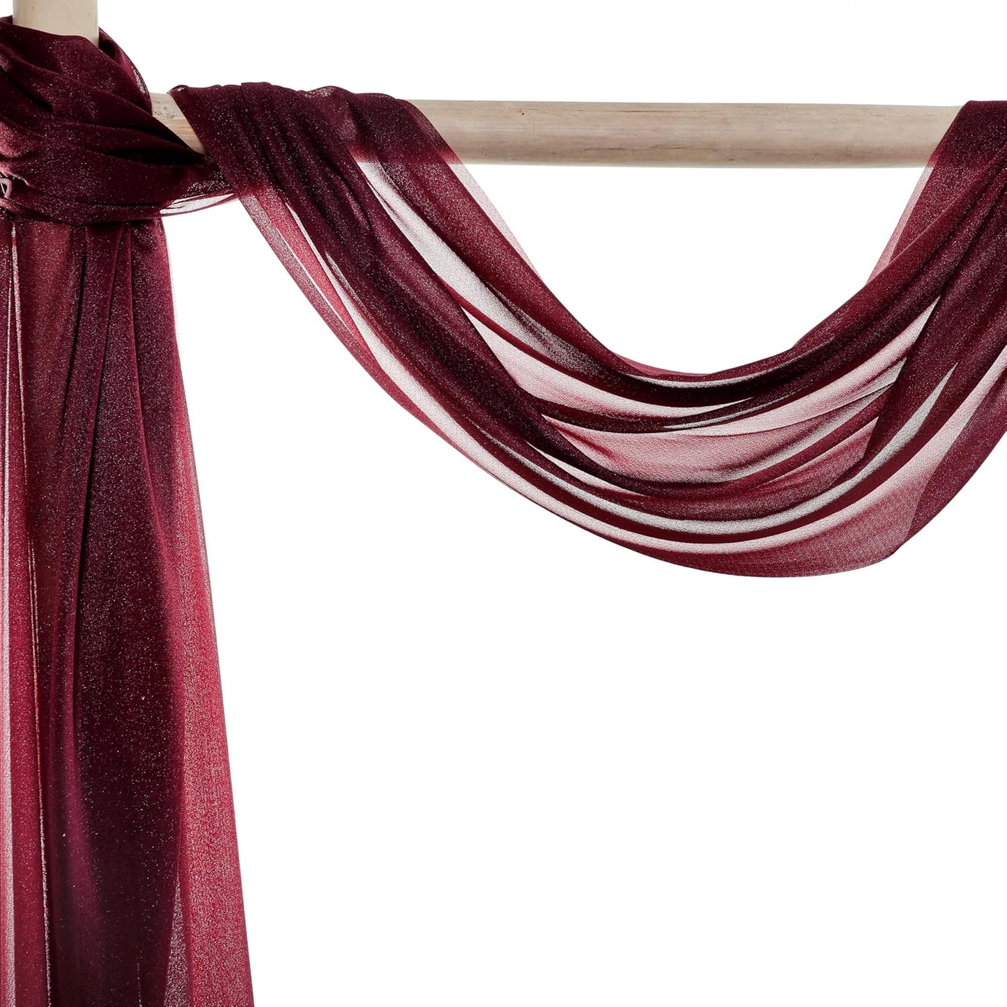 VDS Pack of 2 Panel (30 Inch X 40 Feet) Wedding Arch Draping Fabric Sheer Chiffon Fabric Drapery for Wedding Ceremony Reception Swag Backdrop Canopy Chuppah ARBO Altars Decoration (Burgundy)