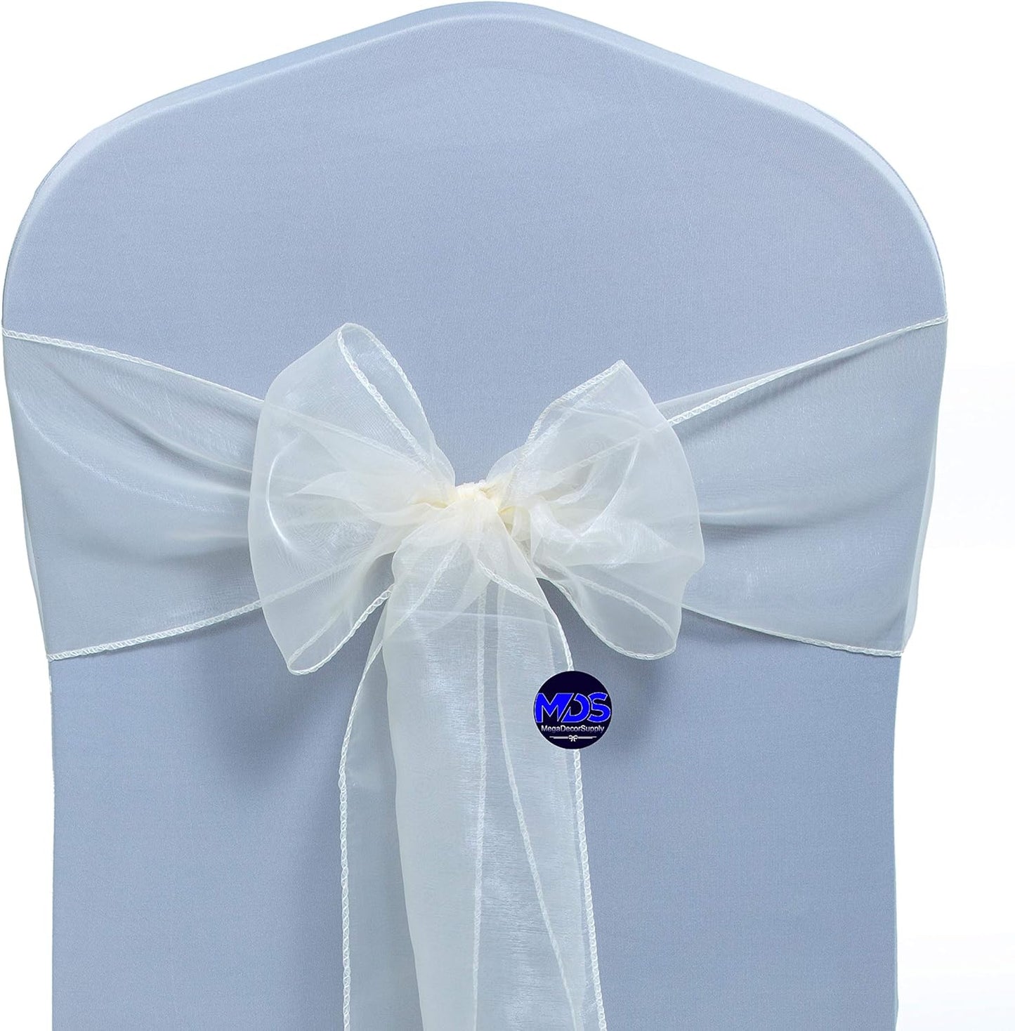 MDS Pack of 300 PCS Organza Chair Sashes Wider Dining Chair Bows Ribbon Tie Back for Wedding Party Birthday Bridal Shower Reception Event Banquet Home Chair Cover Decoration - Ivory