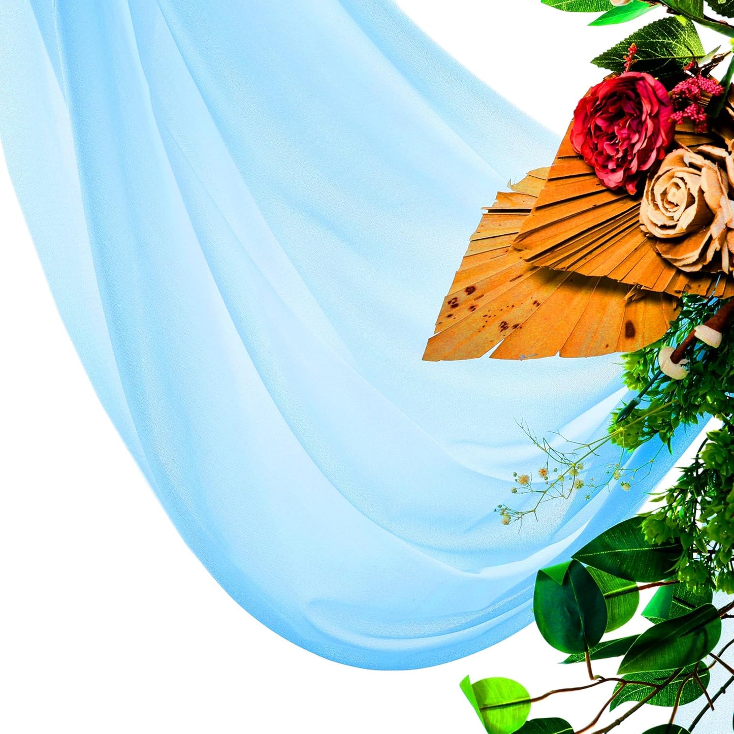 VDS Pack of 1 Panel (30 Inch X 20 Feet) Wedding Arch Draping Fabric Sheer Chiffon Fabric Drapery for Wedding Ceremony Reception Swag Backdrop Canopy Chuppah ARBO Altars Decoration (Turquoise)