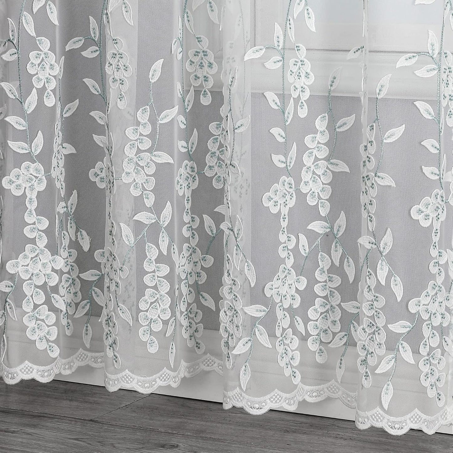 VISIONTEX White Sheer Voile Curtains, Decorative White Embossed Drip Rod Pocket Window Drapes for Home Kitchen, Living Room and Bedroom 54 x 72 Inch, Set of 2 Curtain Panels