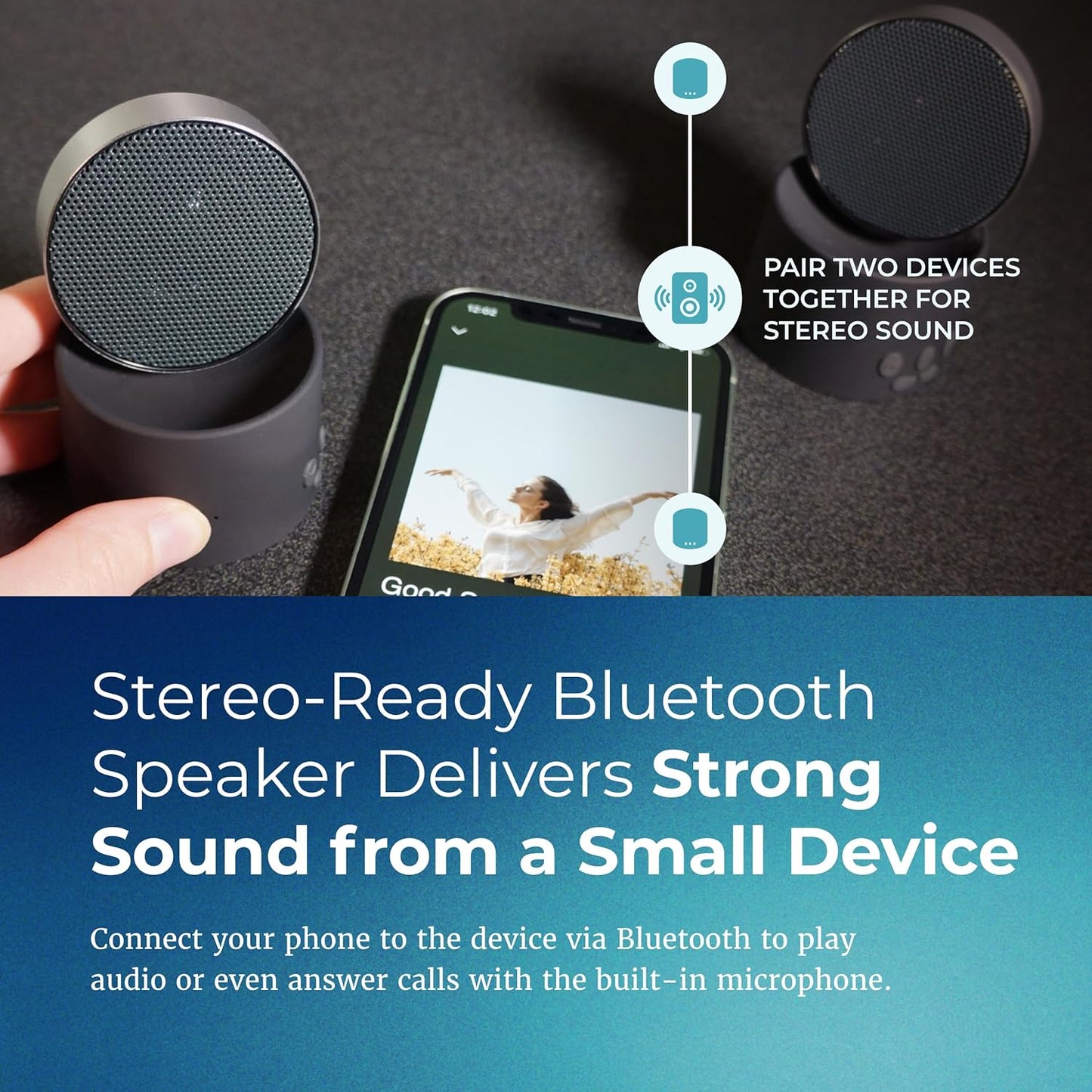 Adaptive Sound Technologies LectroFan Micro 2 - Portable Bluetooth Speaker & White Noise Machine - Compact Sound Machine for Travel - 11 Non-Looping Sounds for Sleep Support - Black
