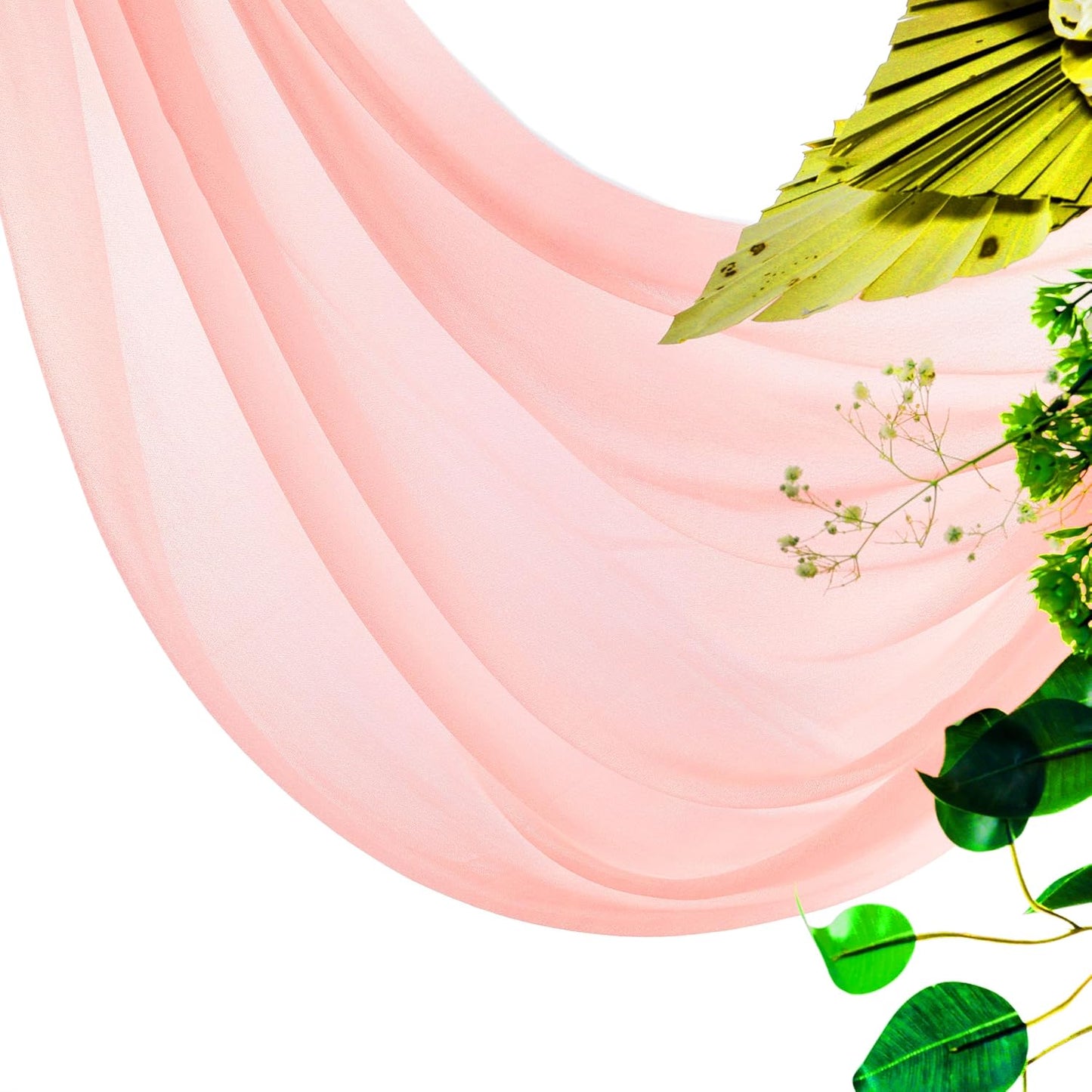VDS Pack of 2 Panel (30 Inch X 100 Feet) Wedding Arch Draping Fabric Sheer Chiffon Fabric Drapery for Wedding Ceremony Reception Swag Backdrop Canopy Chuppah ARBO Altars Decoration (Peach)