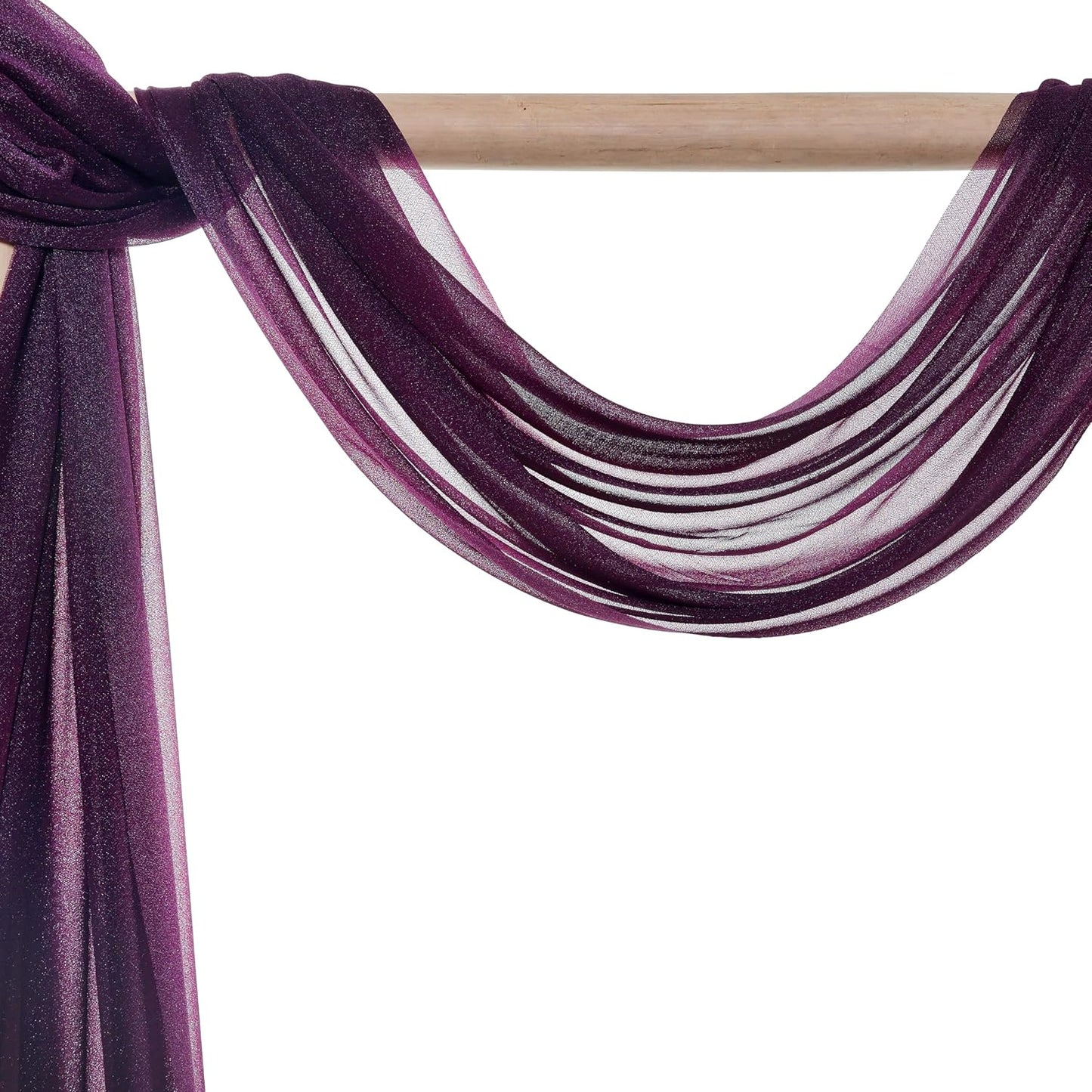 VDS Pack of 1 Panel (30 Inch X 100 Feet) Wedding Arch Draping Fabric Sheer Chiffon Fabric Drapery for Wedding Ceremony Reception Swag Backdrop Canopy Chuppah ARBO Altars Decoration (Eggplant)