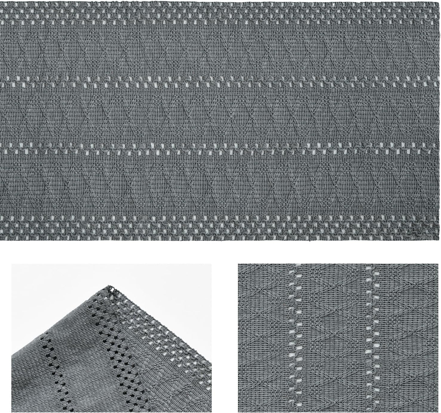 Artoid Mode Dark Grey Farmhouse Woven Rustic Hollow Table Runner, Seasonal Holiday Hollow Kitchen Dining Table Decoration for Home Party Decor 12x120 Inch