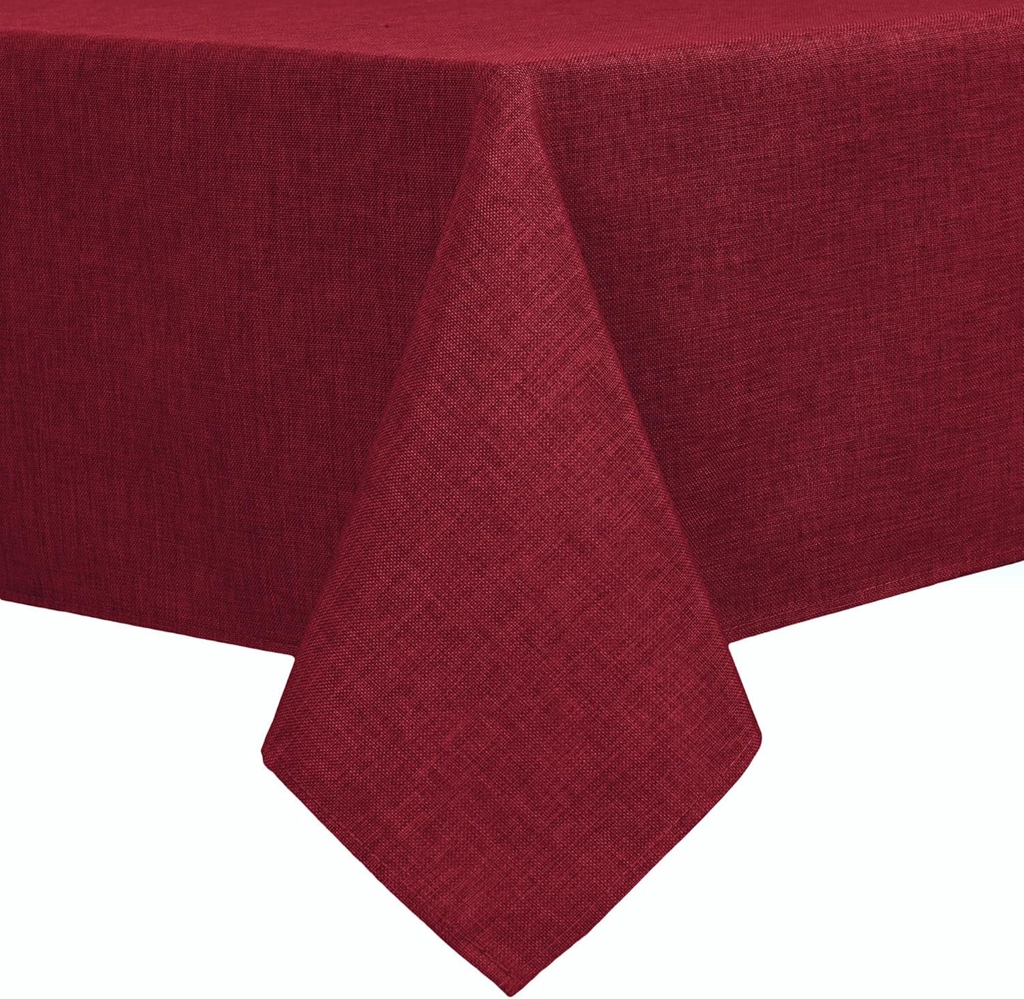Hiasan Faux Linen Rectangle Tablecloth - Wrinkle and Stain Resistant Washable Table Cloth for Kitchen Dining Room Holiday Table Cover for Dinner, Red, 54 x 80 Inch