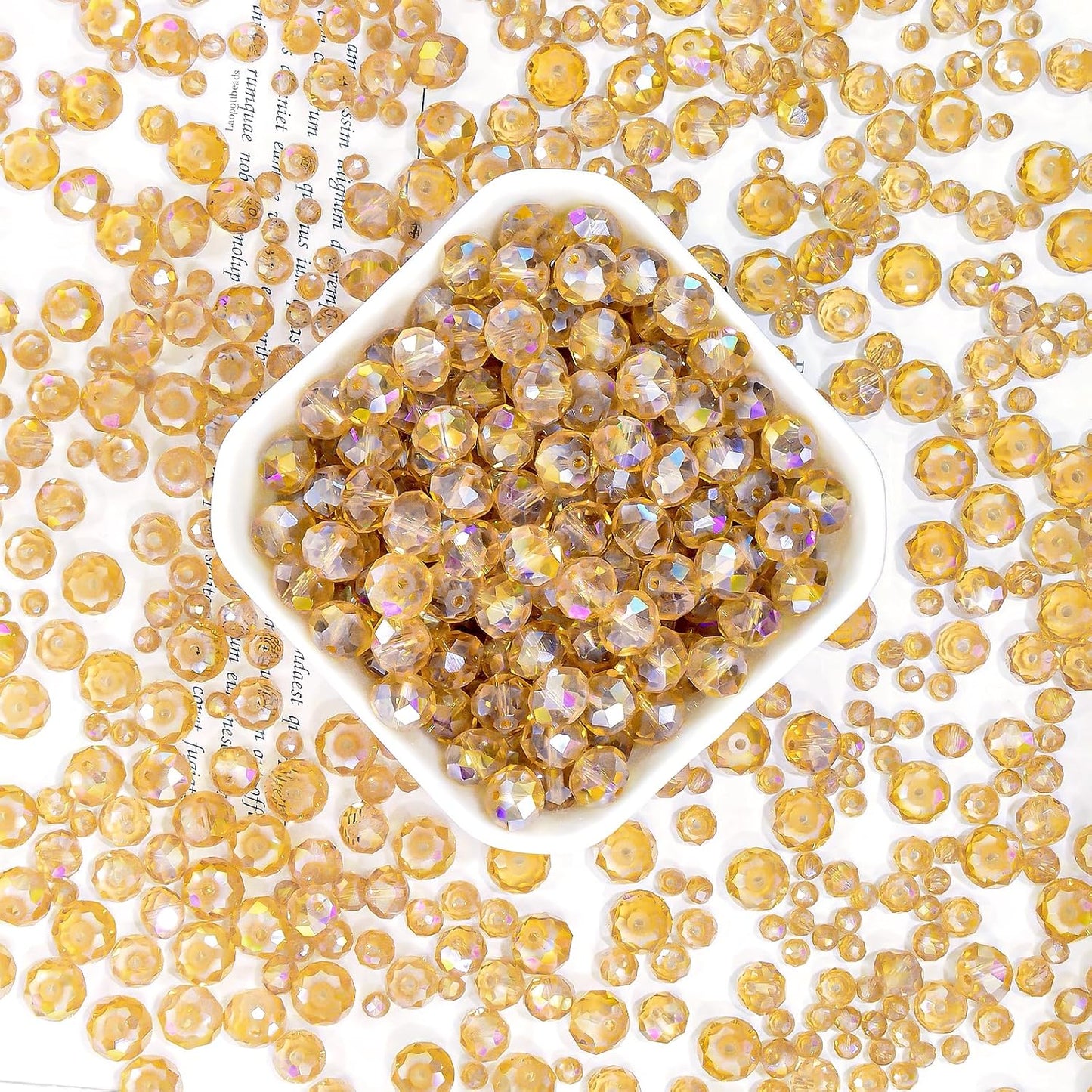 500Pcs 6mm Crystal Glass Beads for Jewelry Making Beads for Bracelets Necklace Pendants Making Supplies(Gold Champagne)