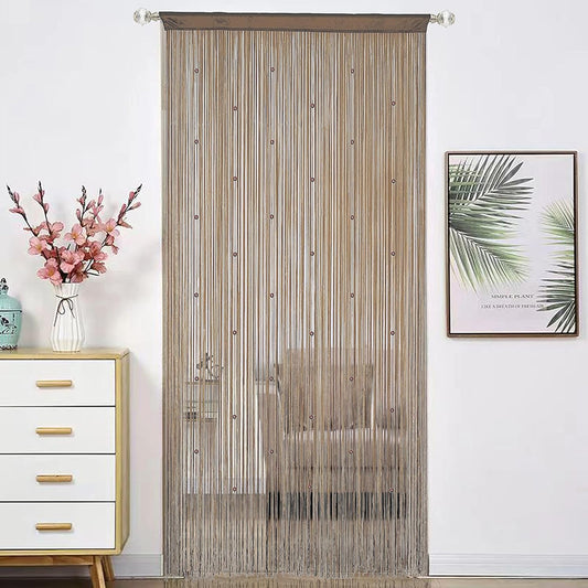 Beaded Curtain Beads Door String Curtains Ideal for Living Room Decor Wall Hanging Fringe Doorway Divider Bedroom Backdrop Hippie Window Closet Privacy Rod Pocket Dense (100x200cm,Ecru)