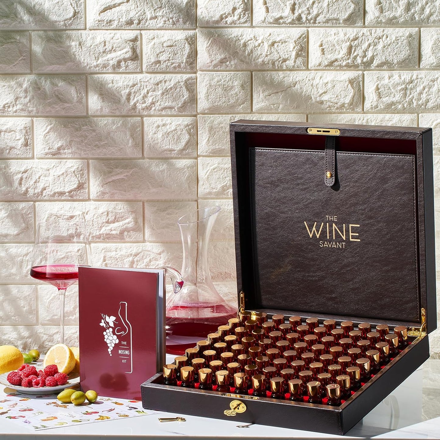 Wine Aroma Kit, Tasting & Smelling Aroma Set For Both White & Red Wines, 80 Aromas, Training Educational Gift - Beginners & Sommelier Master, Book & Accessories Guide Included Wine Game Gifts Holiday