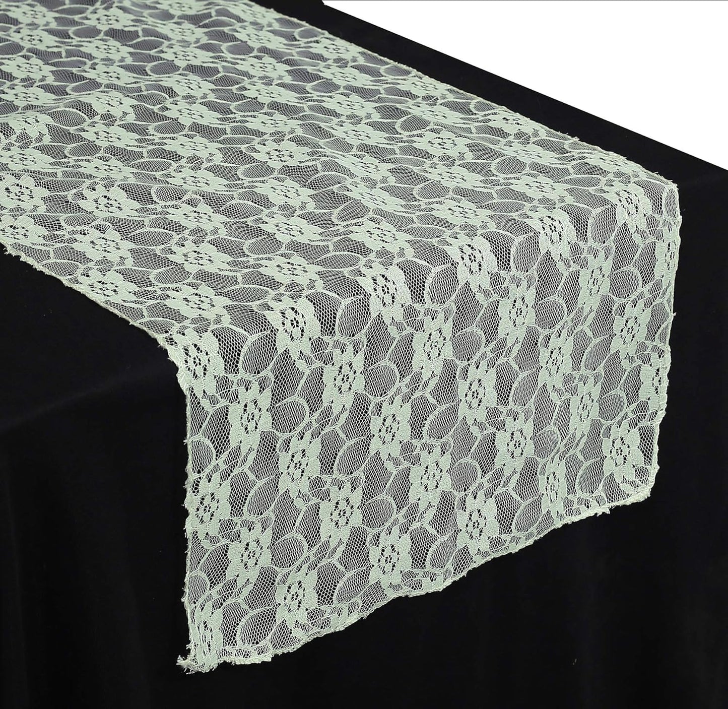 MDS Pack of 15 Wedding 12 x 108 inches Lace Table Runner for Wedding, Decorations for Birthday Parties, Banquets, Graduations, Engagements, and Runners fit Rectangle, Round Table- Ivory