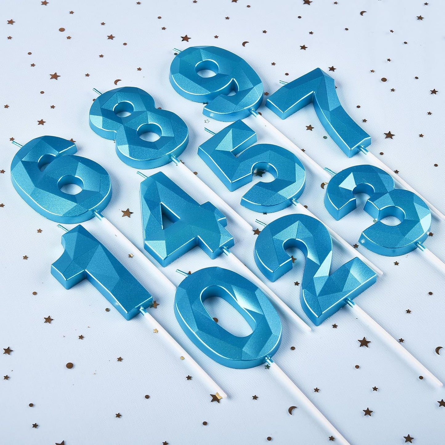 PHD CAKE 2.76 Inch Crystal Blue 4 Number Birthday Candles, Blue Number Candles, Cake Number Candles, Party Celebration
