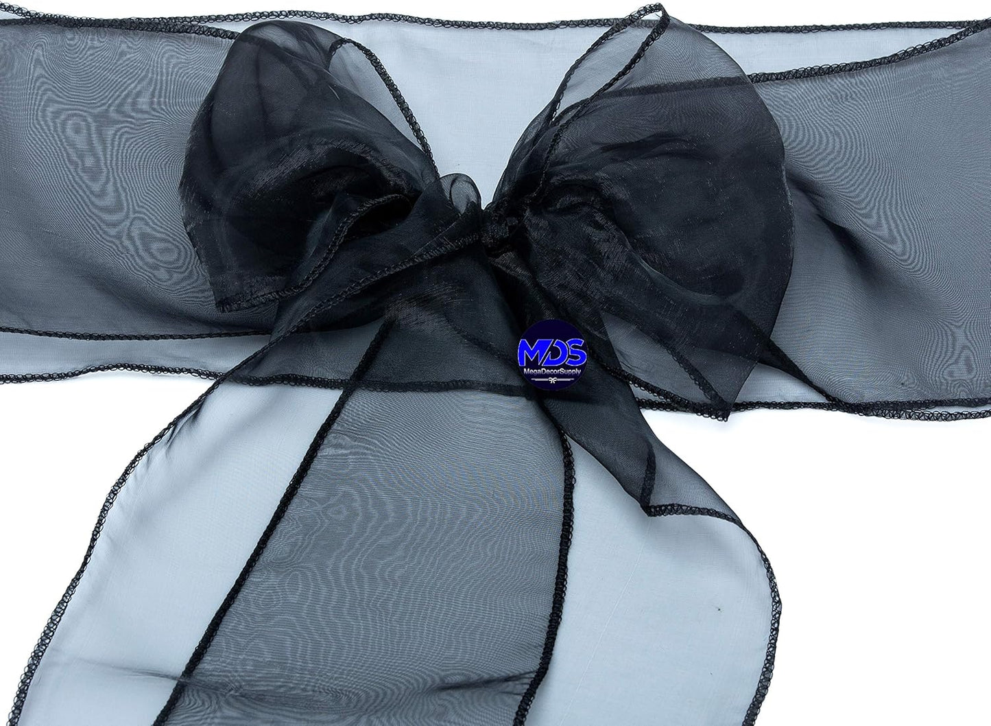 MDS Pack of 10 PCS Organza Chair Sashes Wider Dining Chair Bows Ribbon Tie Back for Wedding Party Birthday Bridal Shower Reception Event Banquet Home Chair Cover Decoration - Black