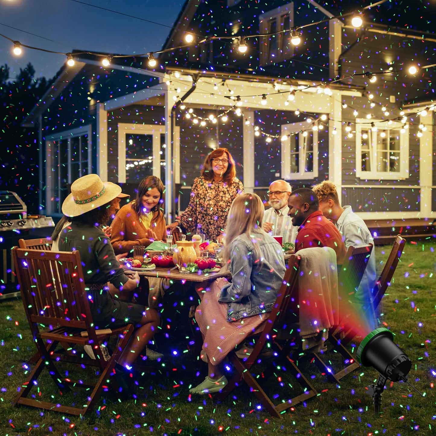 Outdoor Laser Lights Projector with 3 Color Motion Firefly Lights Show, RGB Christmas Decor for Trees, Patio, Landscape